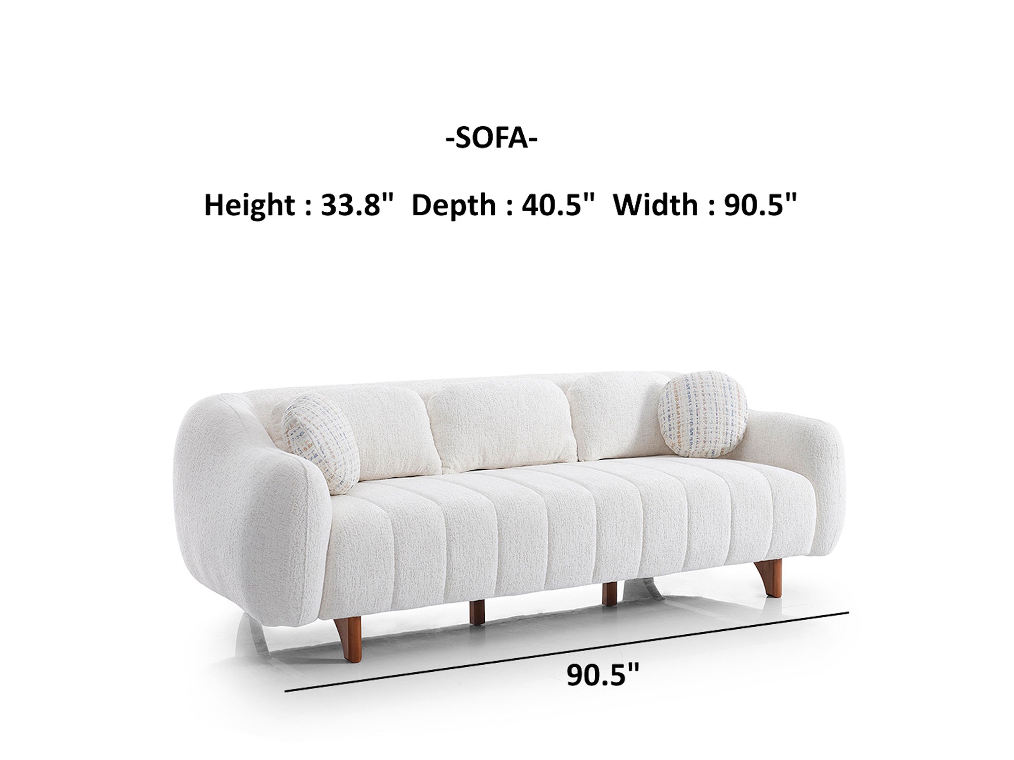 Snowy 3-pieces (Sofa & Loveseat & Swivel Chair) Livingroom Set Cream