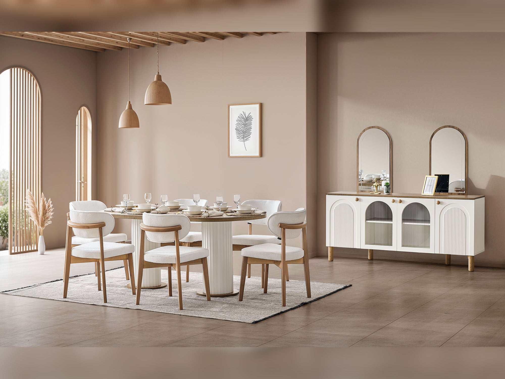 Sofya Diningroom (Consol With Mirror & Dining Table & 6 Dining Chair)