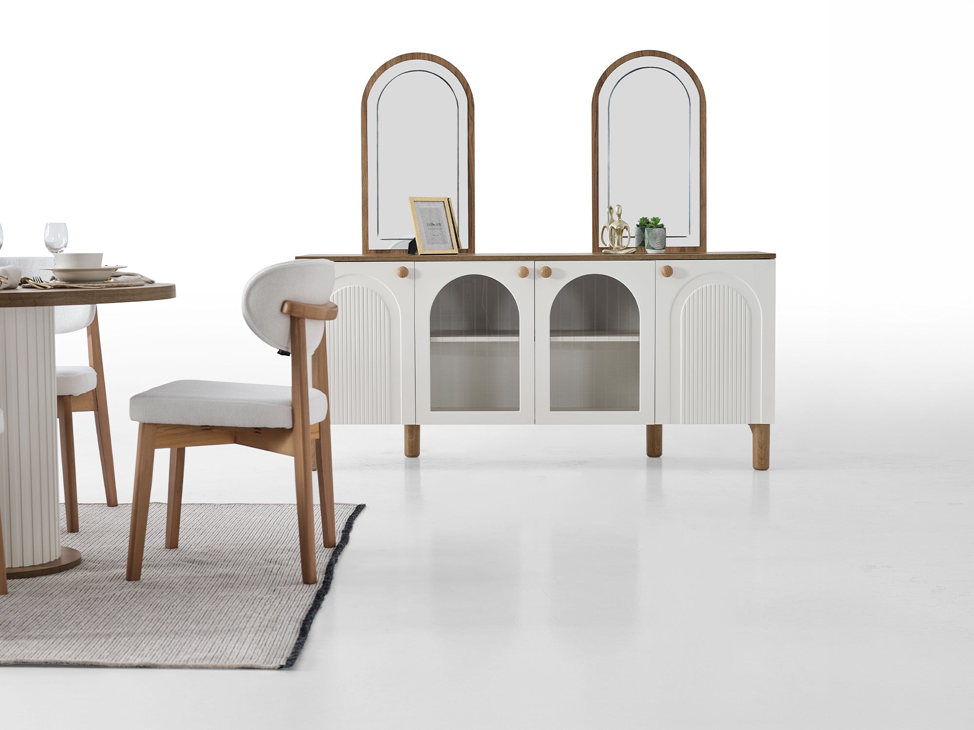 Sofya Diningroom (Consol With Mirror & Dining Table & 6 Dining Chair)