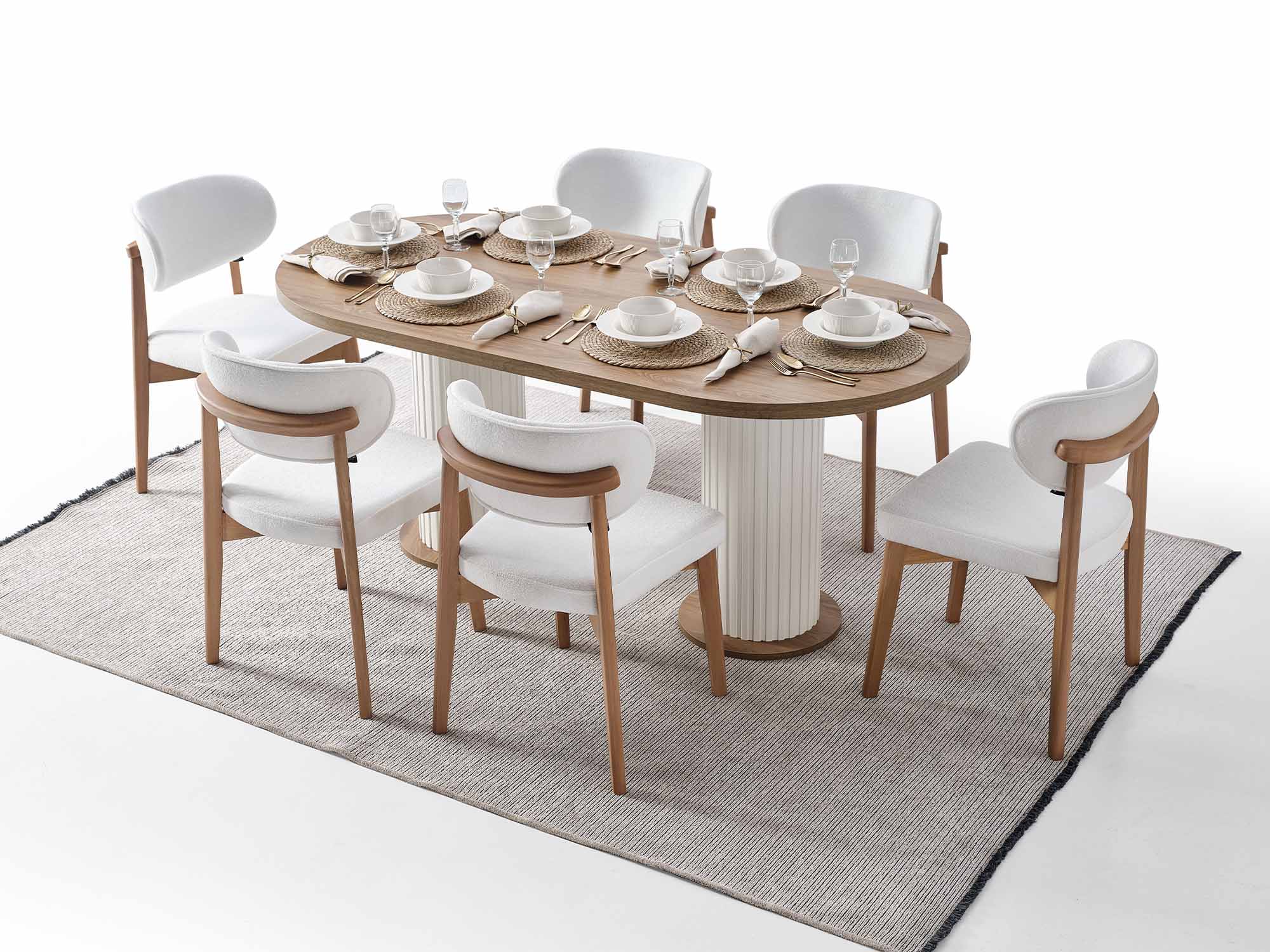Sofya Diningroom (Consol With Mirror & Dining Table & 6 Dining Chair)