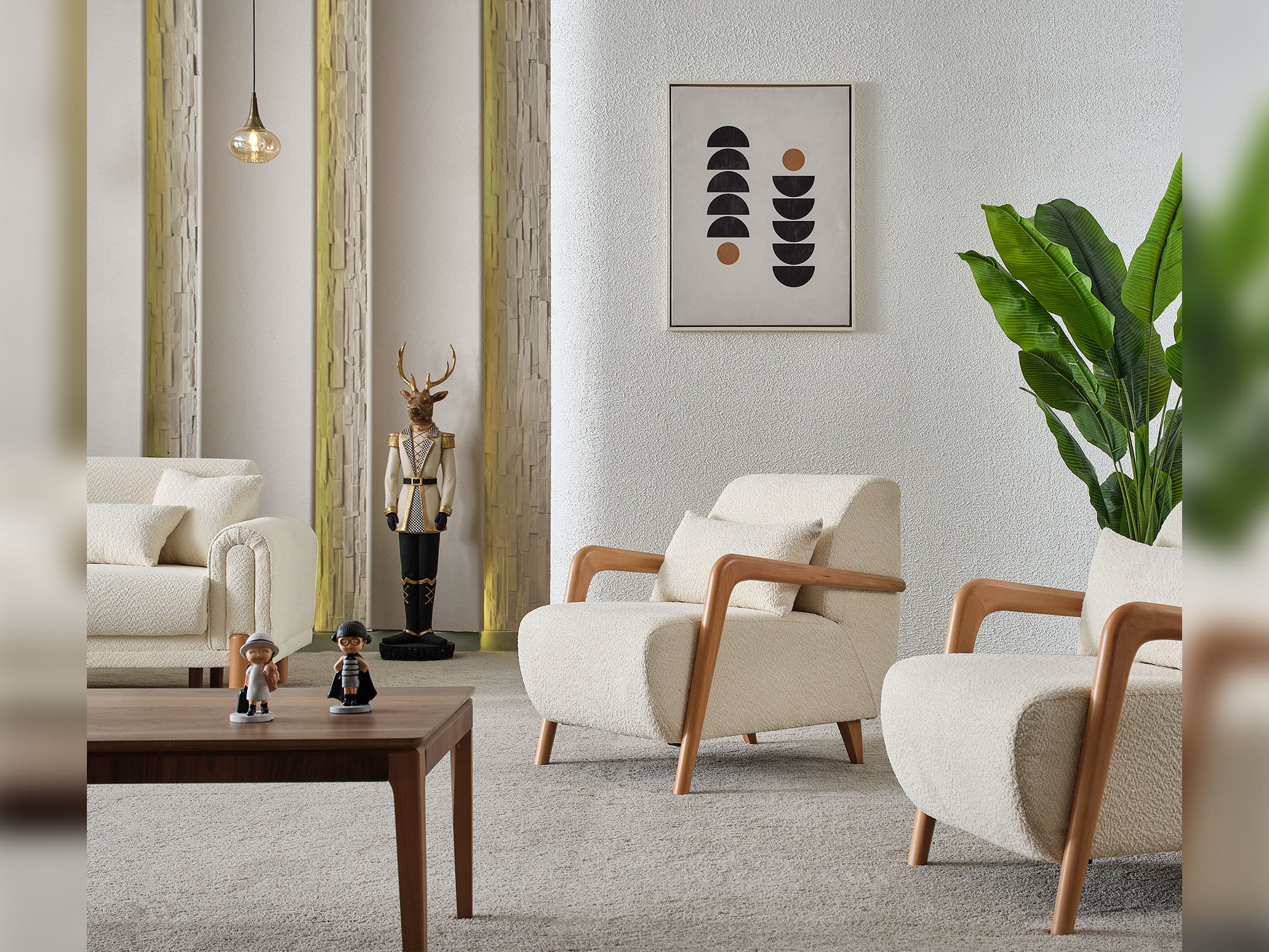 Soho 3-pieces (Sofa & Loveseat & Chair) Livingroom Set Cream