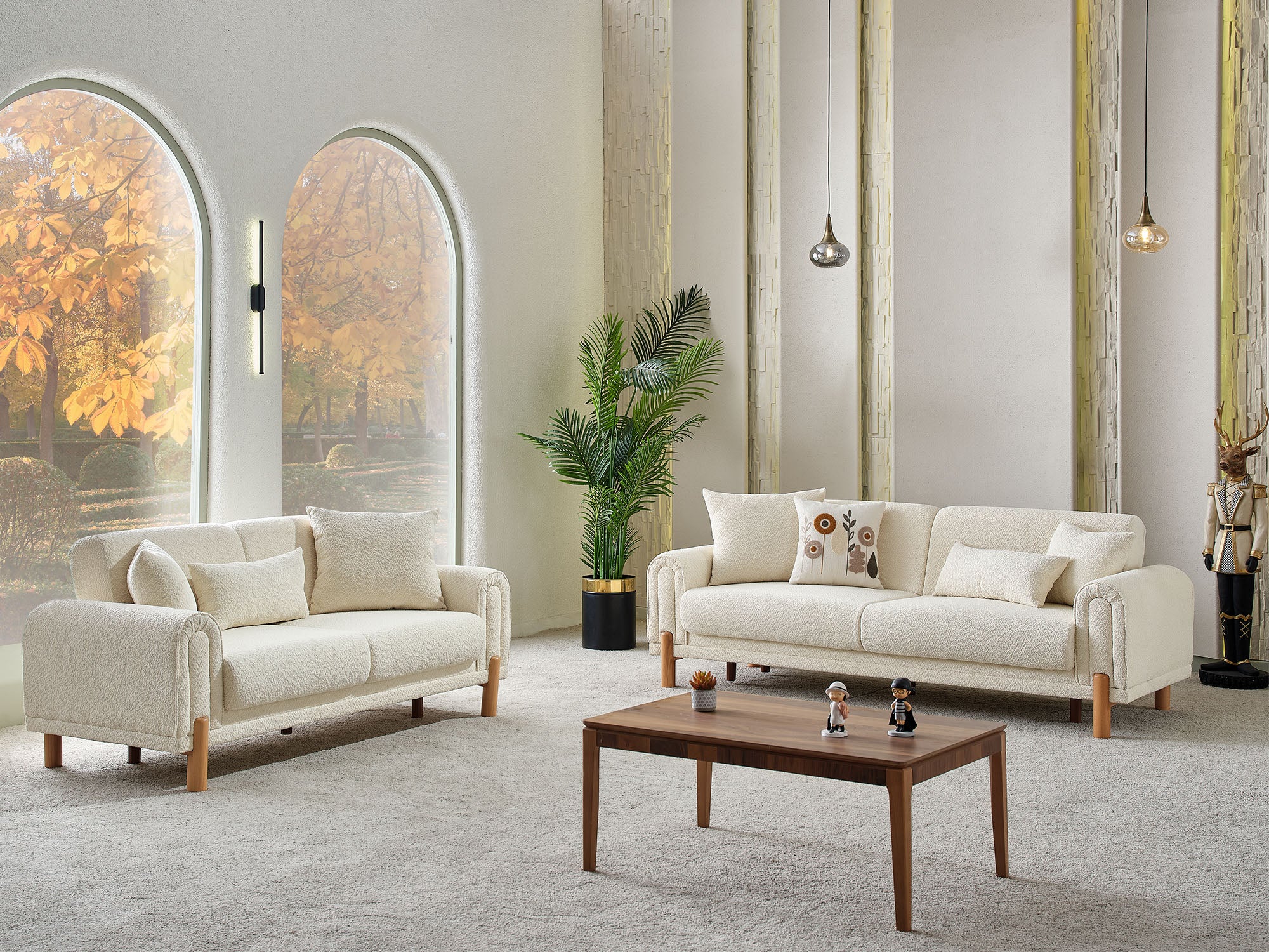 Soho 3-pieces (Sofa & Loveseat & Chair) Livingroom Set Cream