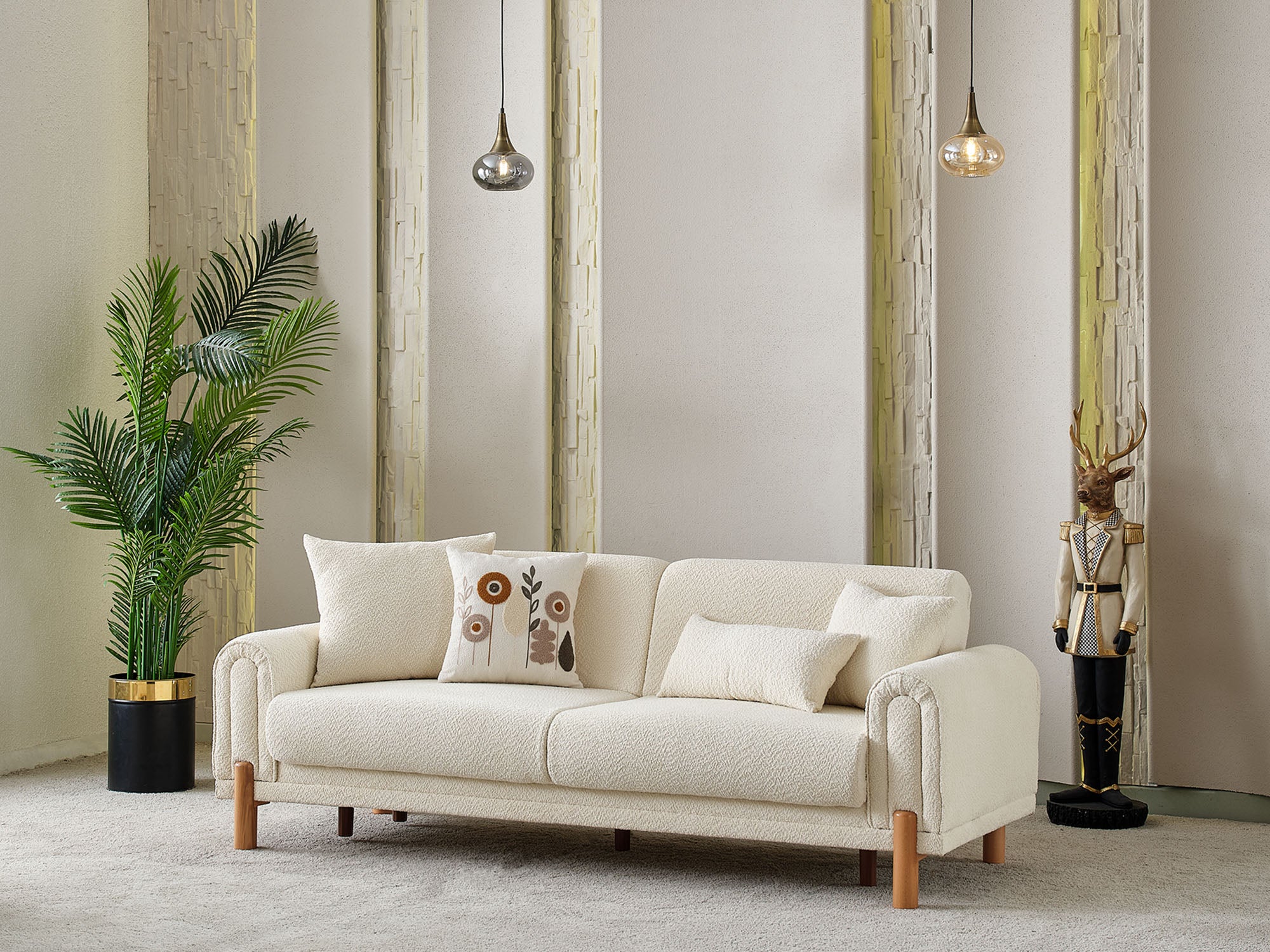 Soho 3-pieces (Sofa & Loveseat & Chair) Livingroom Set Cream