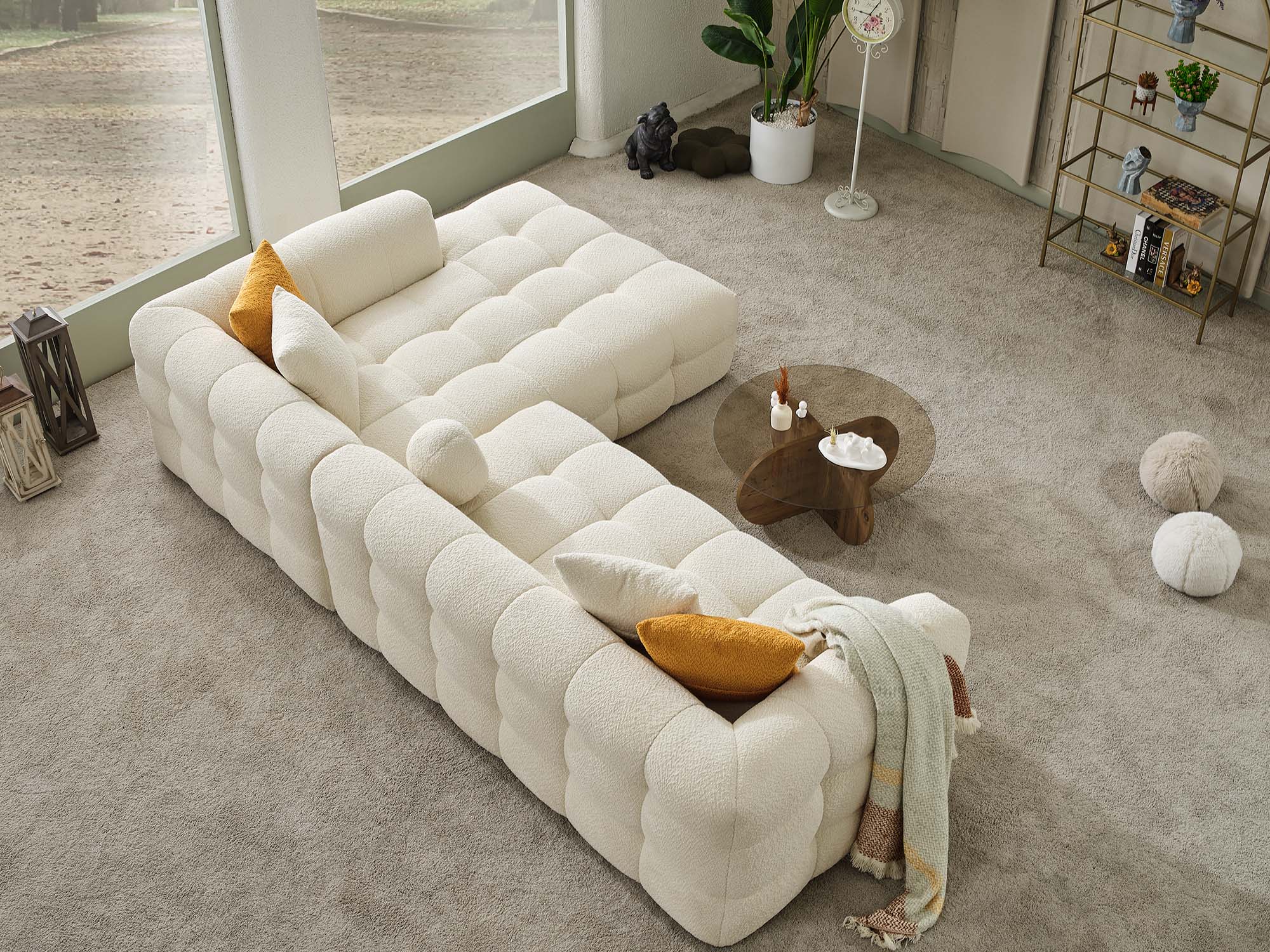Teddy Sectional Sofa Cream