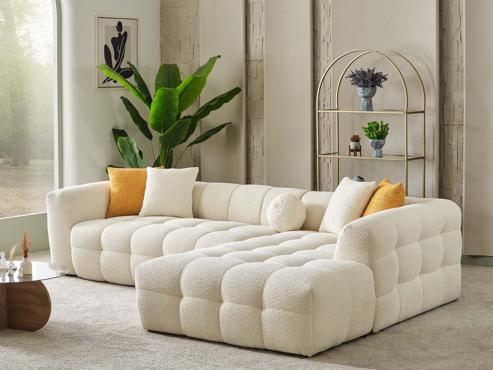 Teddy Sectional Sofa Cream