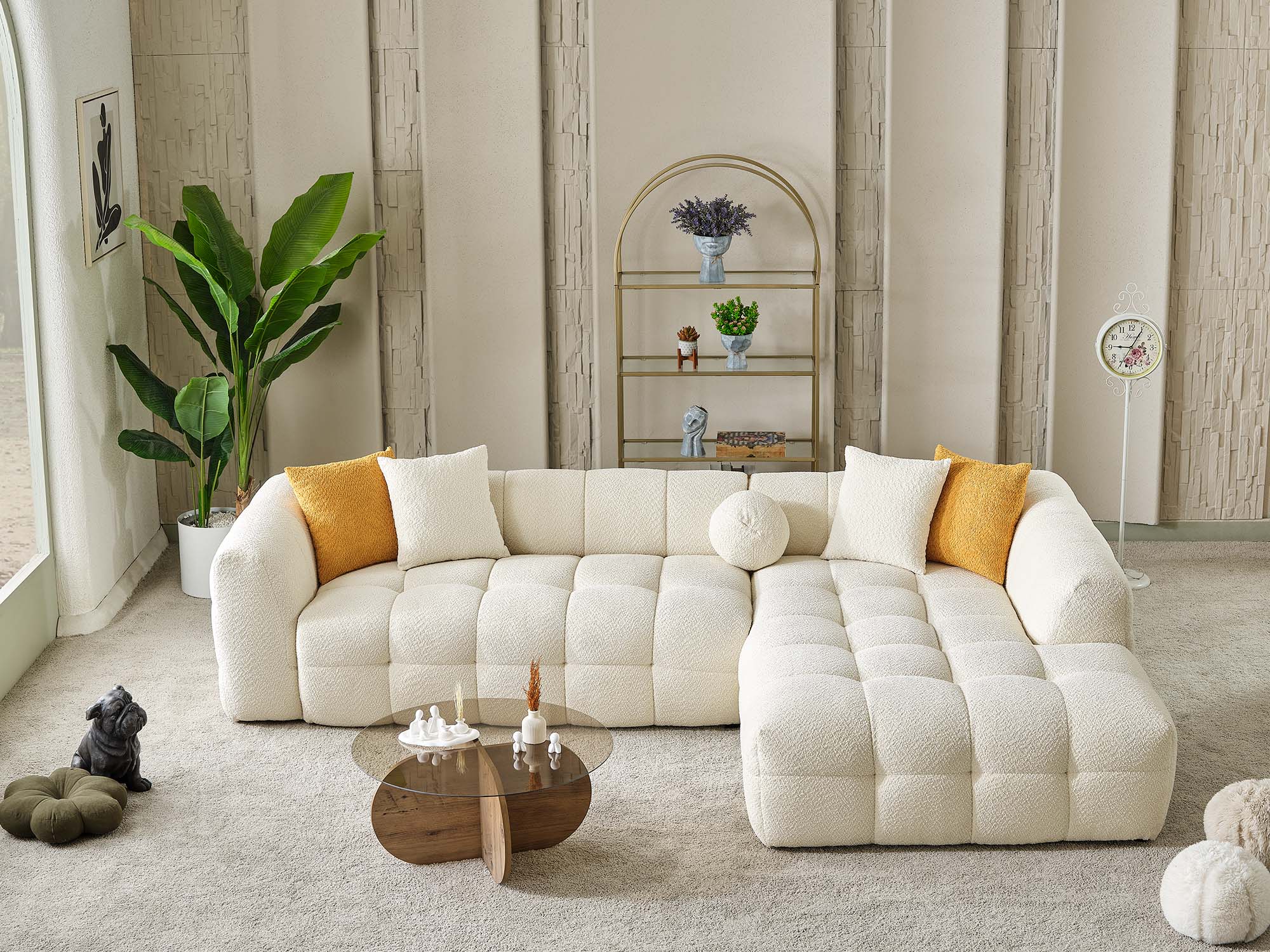 Teddy Sectional Sofa Cream