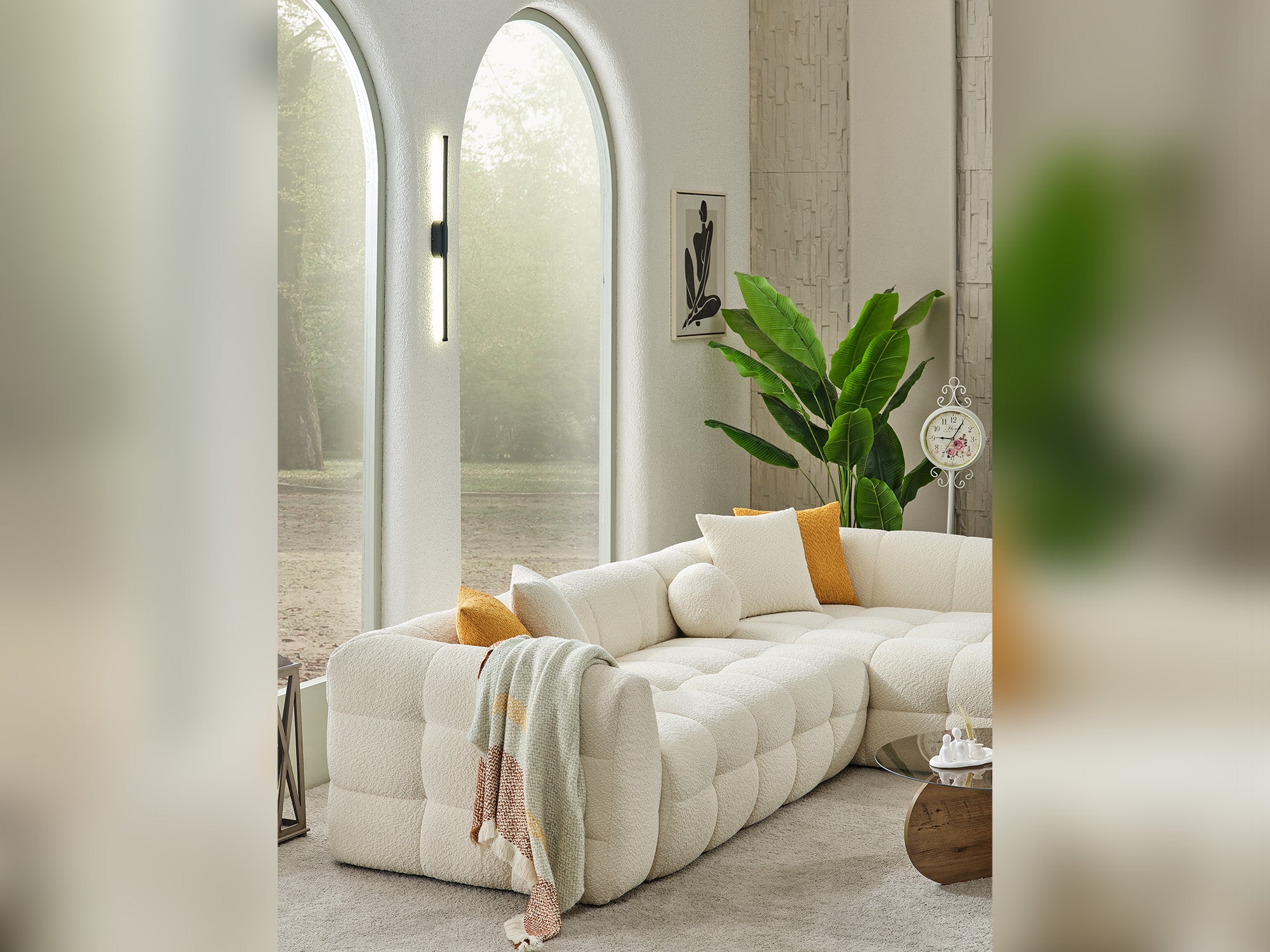 Teddy Sectional Sofa Cream
