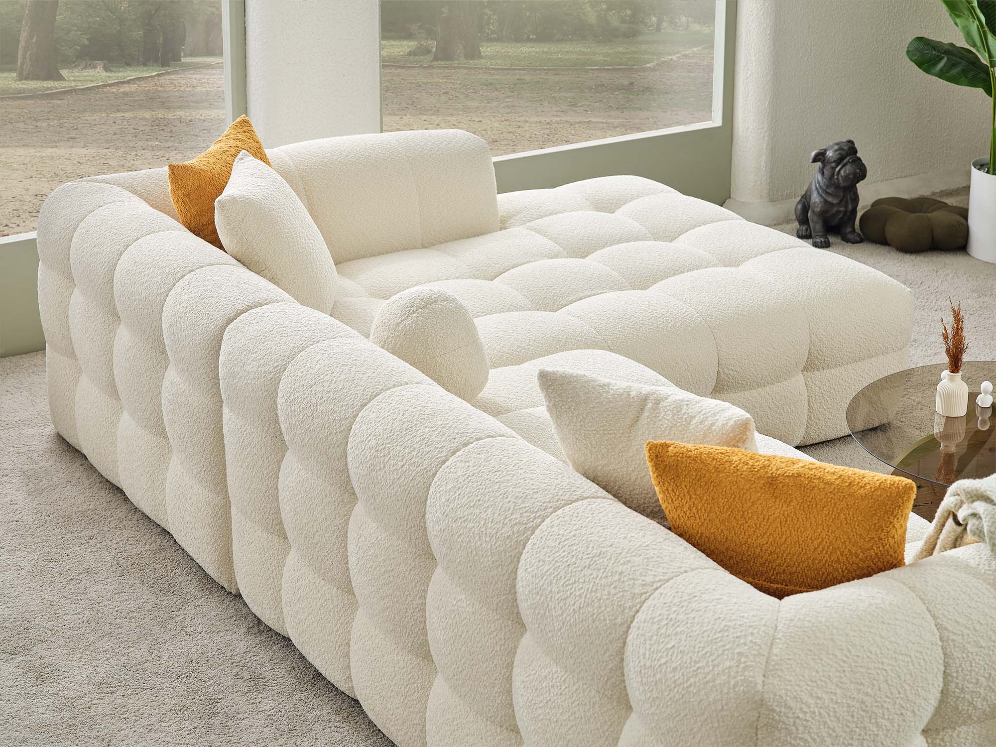 Teddy Sectional Sofa Cream