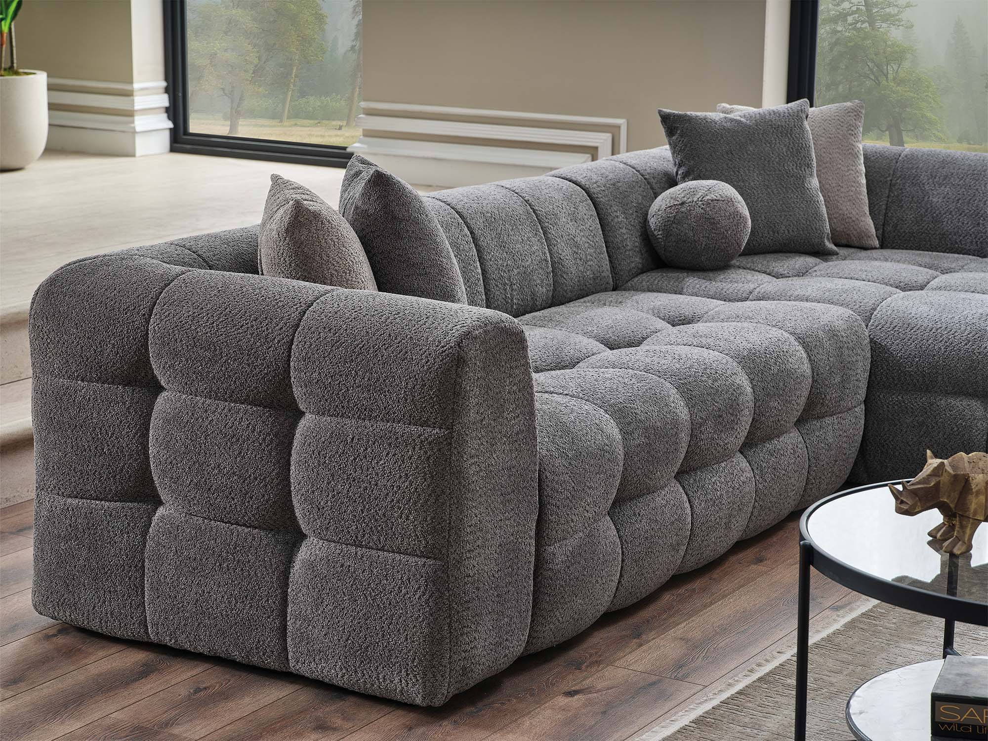 Teddy Sectional Sofa Grey