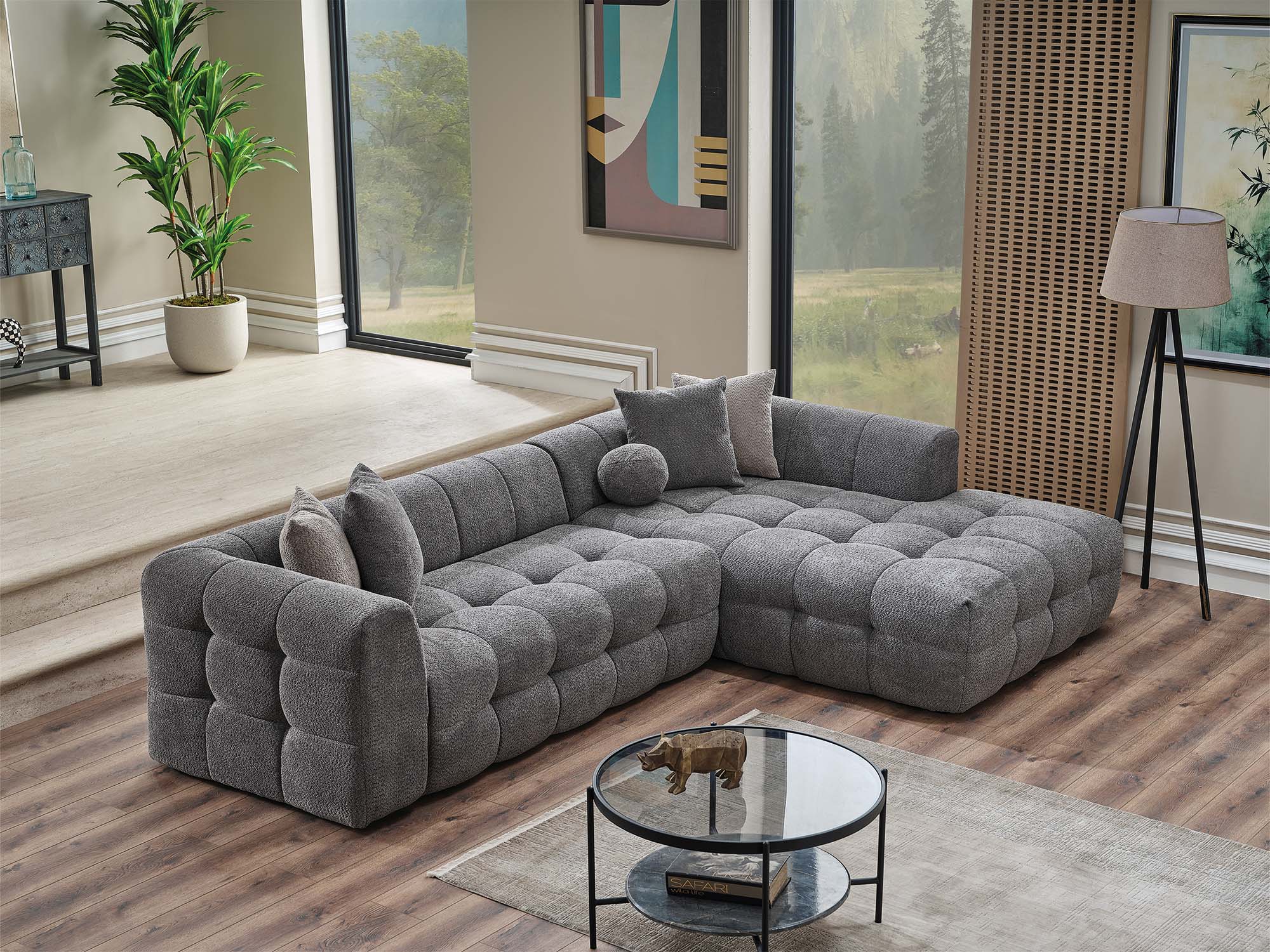 Teddy Sectional Sofa Grey