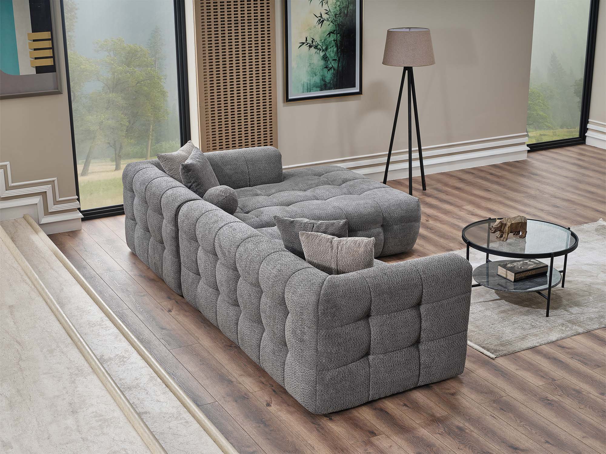 Teddy Sectional Sofa Grey