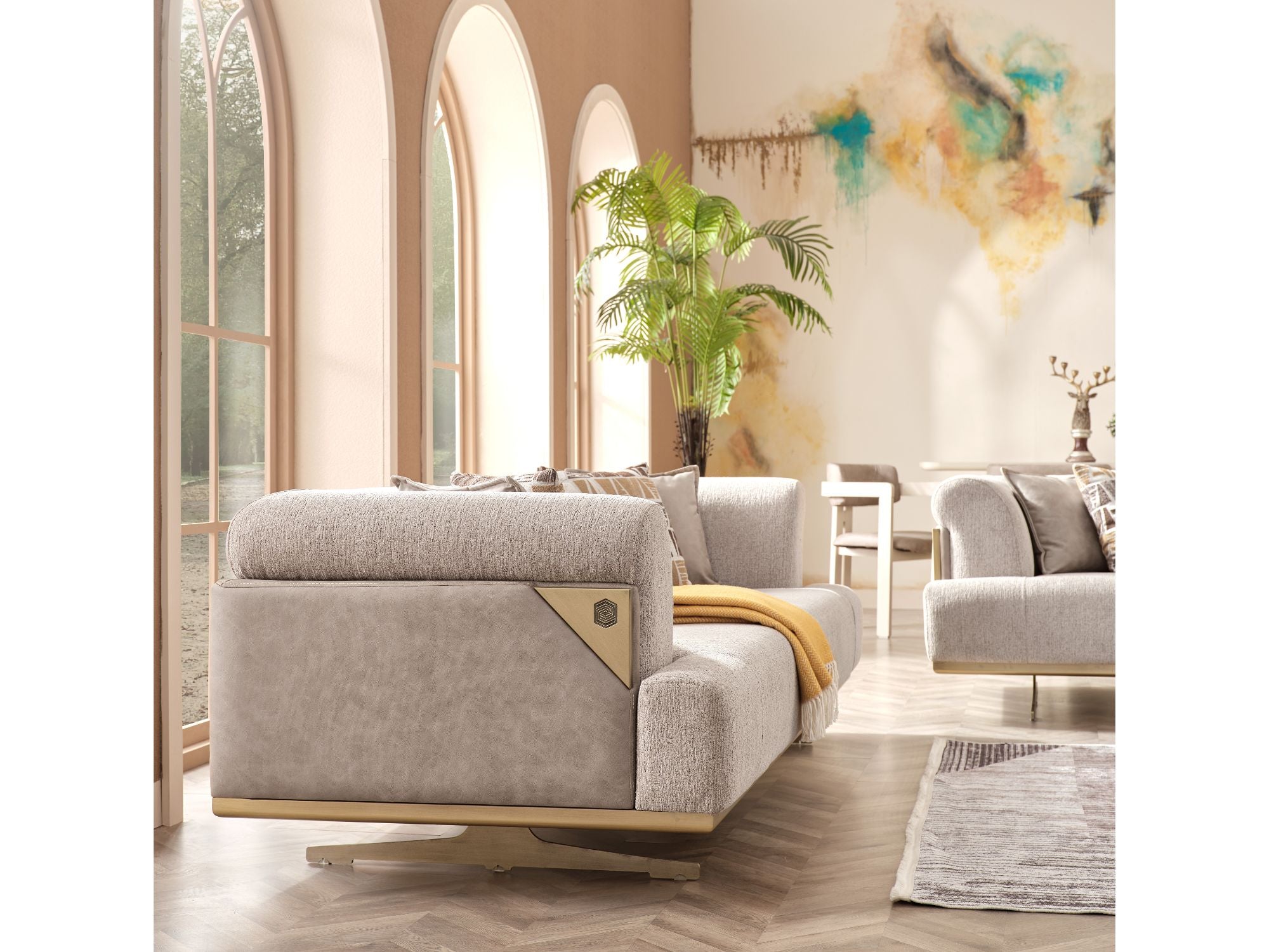 Urla 4-pieces (Sofa & Module Sofa & 2 Chair) Livingroom Set Cream