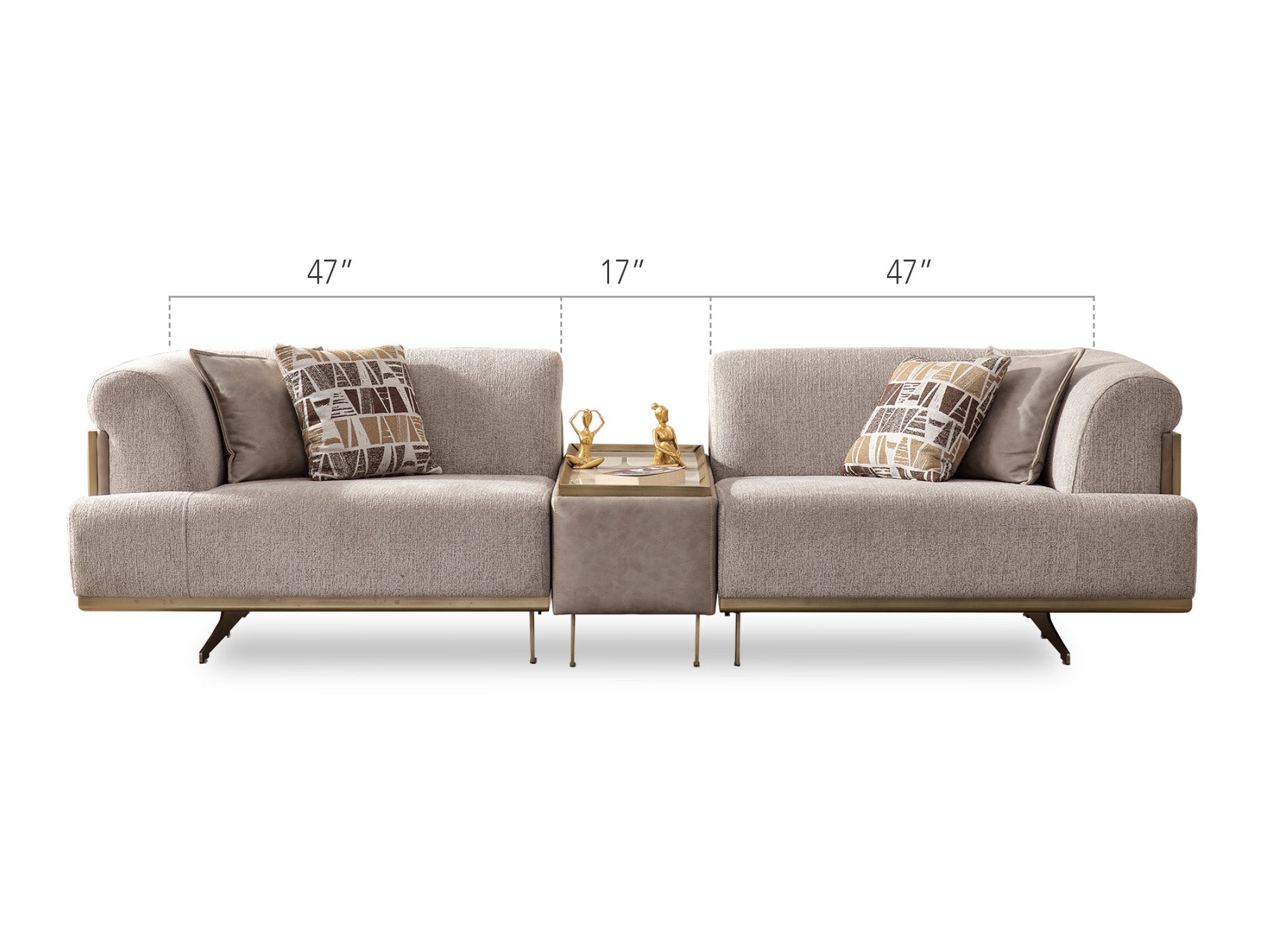 Urla 4-pieces (Sofa & Module Sofa & 2 Chair) Livingroom Set Cream