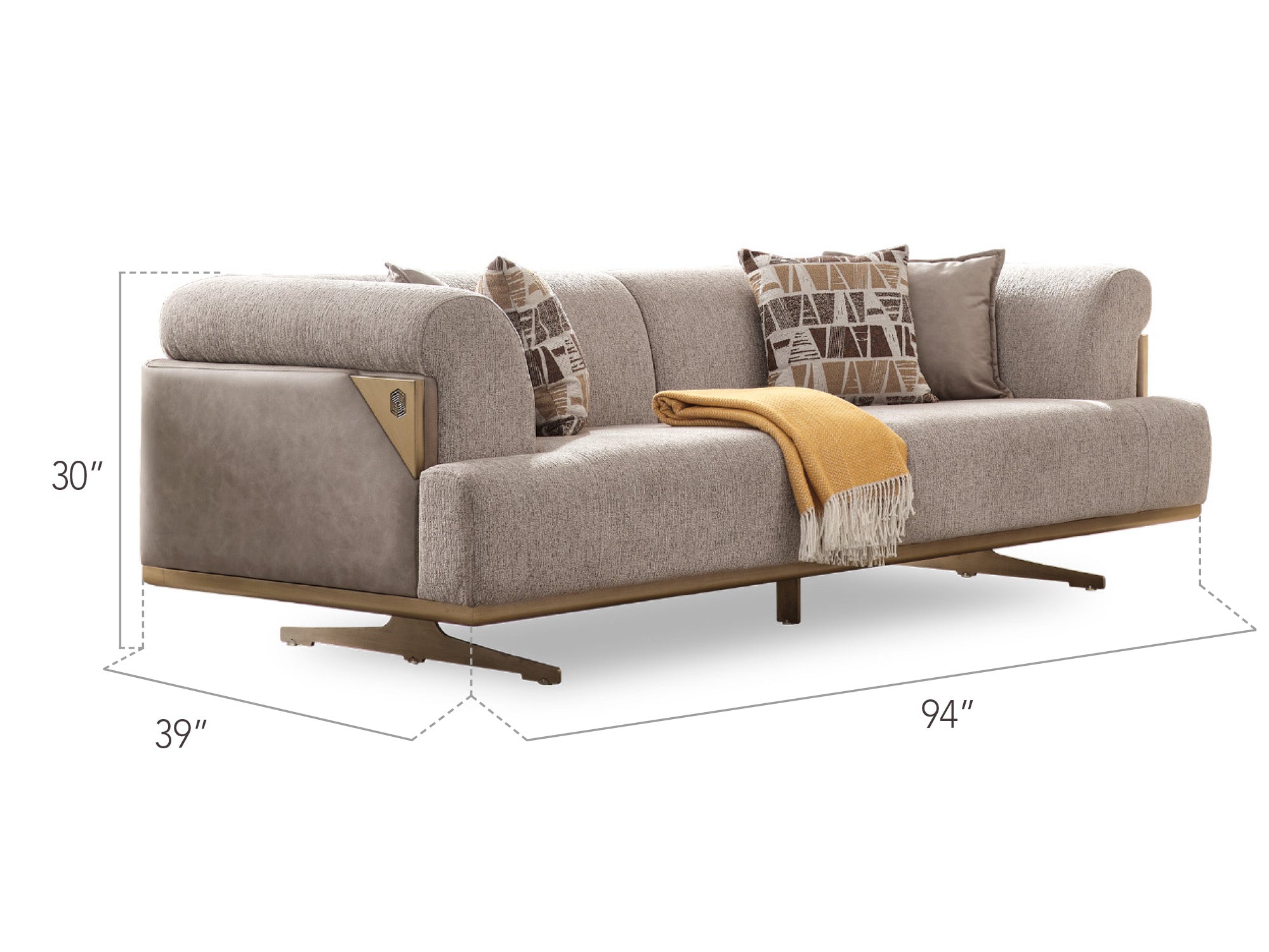 Urla 4-pieces (Sofa & Module Sofa & 2 Chair) Livingroom Set Cream