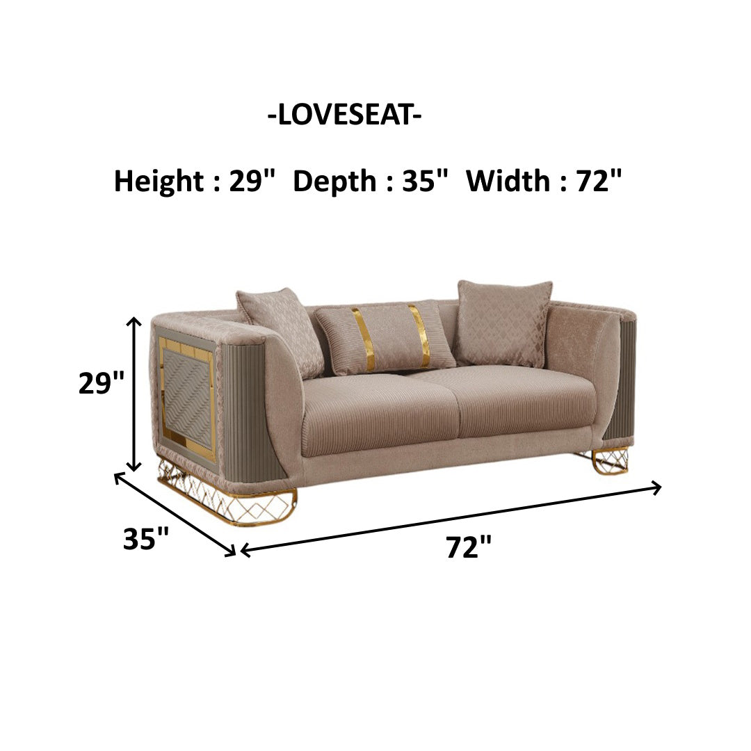 Valentino 3-pieces (Sofa & Loveseat & Chair) Livingroom Set Beige