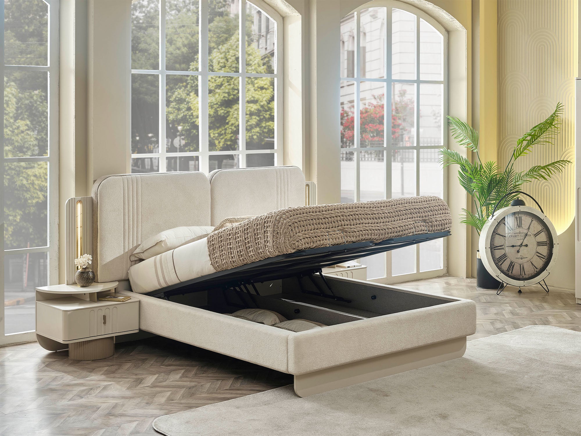 Verona Bedroom (Queen Frame With Headboard & Dresser With Mirror & 2 Nightstand)