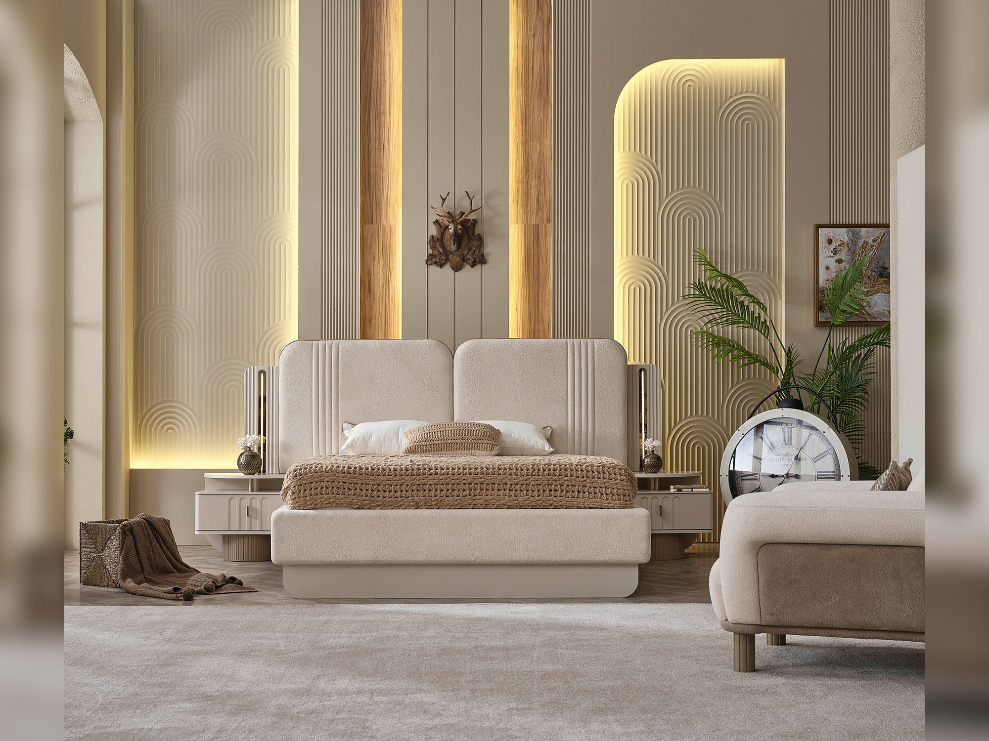 Verona Bedroom (Queen Frame With Headboard & Dresser With Mirror & 2 Nightstand)
