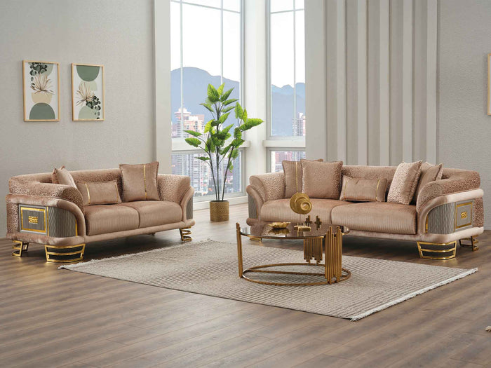 Versace 3-pieces (Sofa & Loveseat & Chair) Livingroom Set Beige