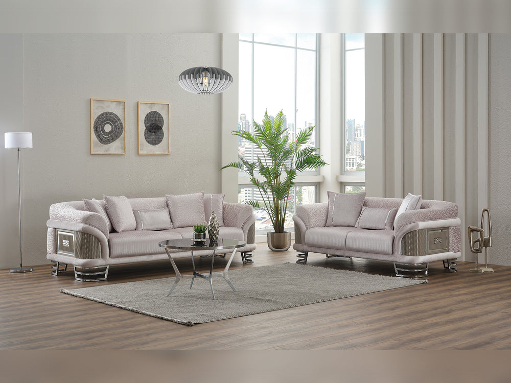 Versace 3-pieces (Sofa & Loveseat & Chair) Livingroom Set Light Grey