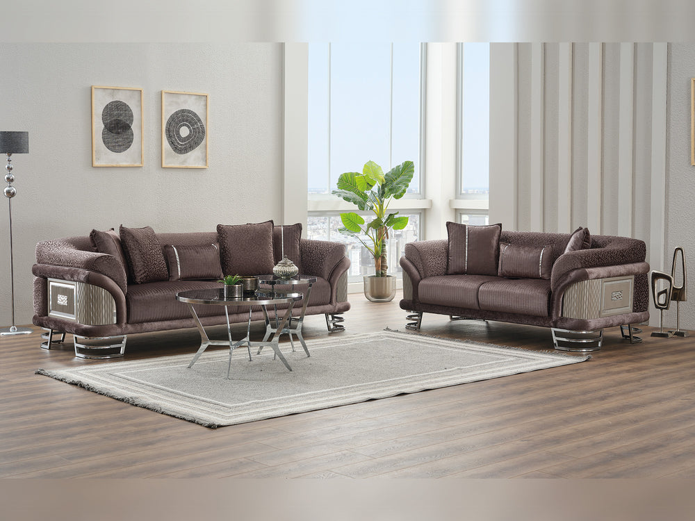 Versace 3-pieces (Sofa & Loveseat & Chair) Livingroom Set Dark Grey