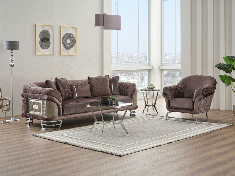 Versace 3-pieces (Sofa & Loveseat & Chair) Livingroom Set Dark Grey