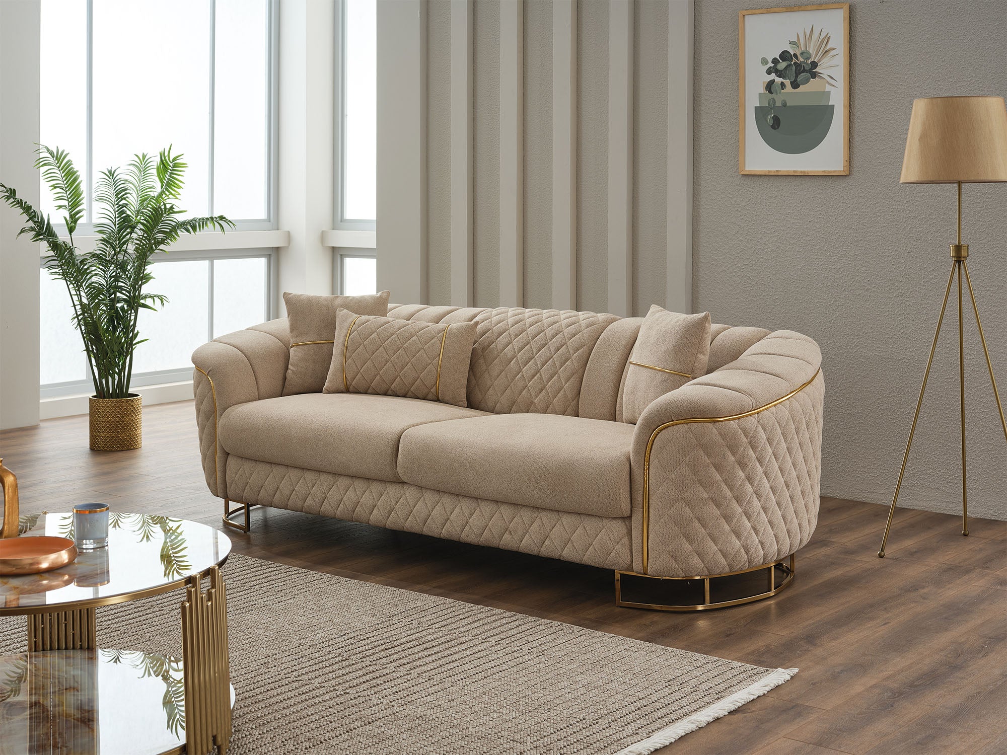 Victoria 3-pieces (Sofa & Loveseat & Chair) Livingroom Set Cream
