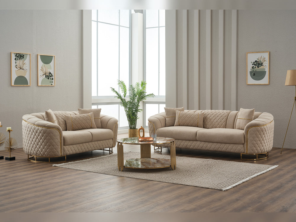 Victoria 3-pieces (Sofa & Loveseat & Chair) Livingroom Set Cream