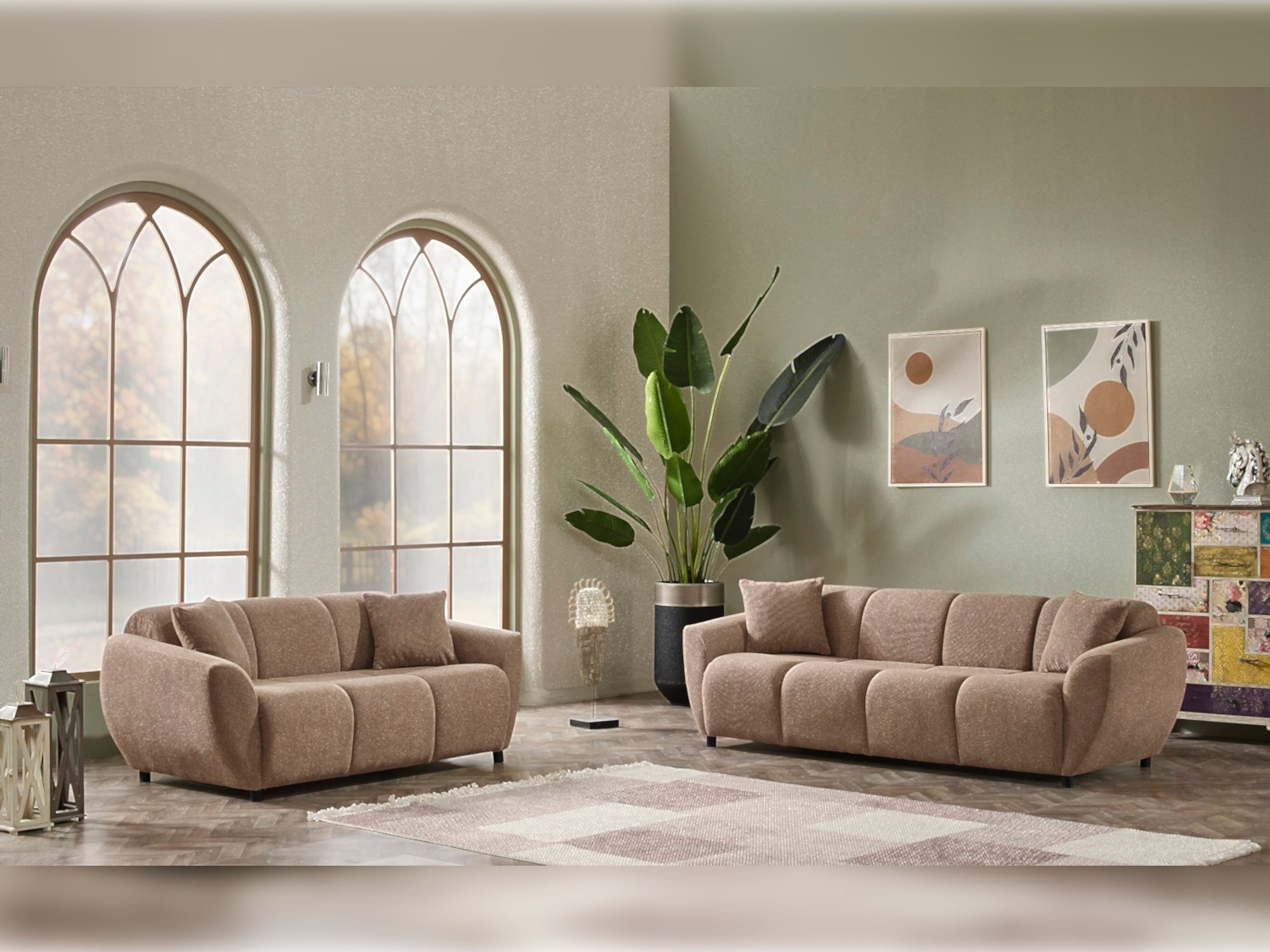 Vizyon 3-pieces (Sofa & Loveseat & Chair) Livingroom Set Brown