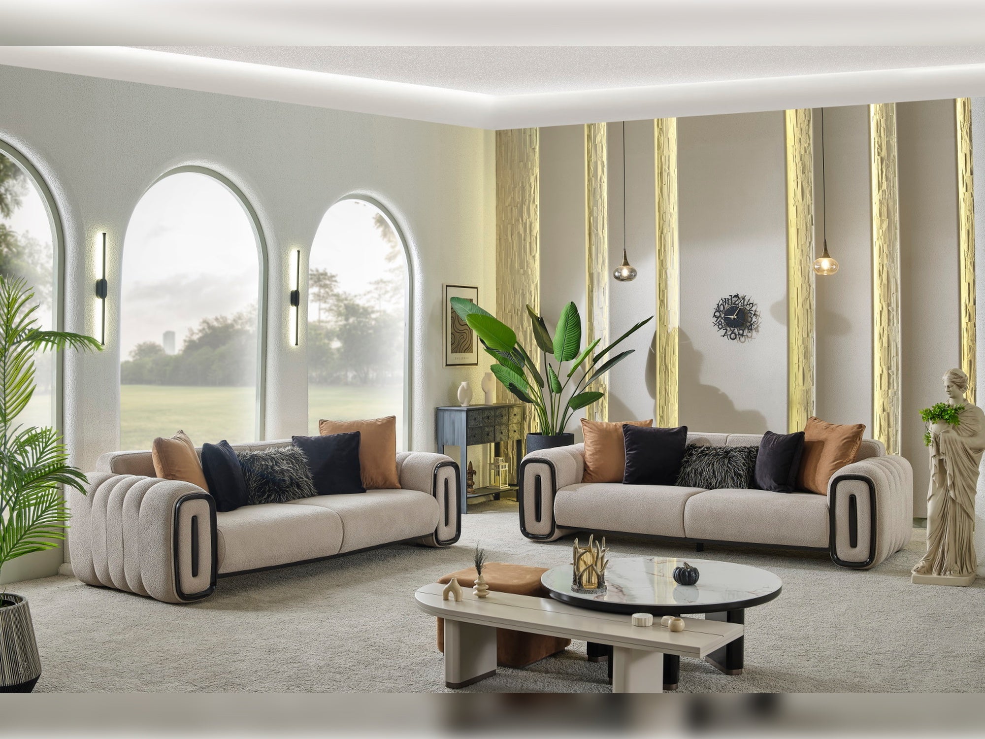Voyance 4-pieces (2 Four Seat Sofa & 2 Chair) Livingroom Set Beige