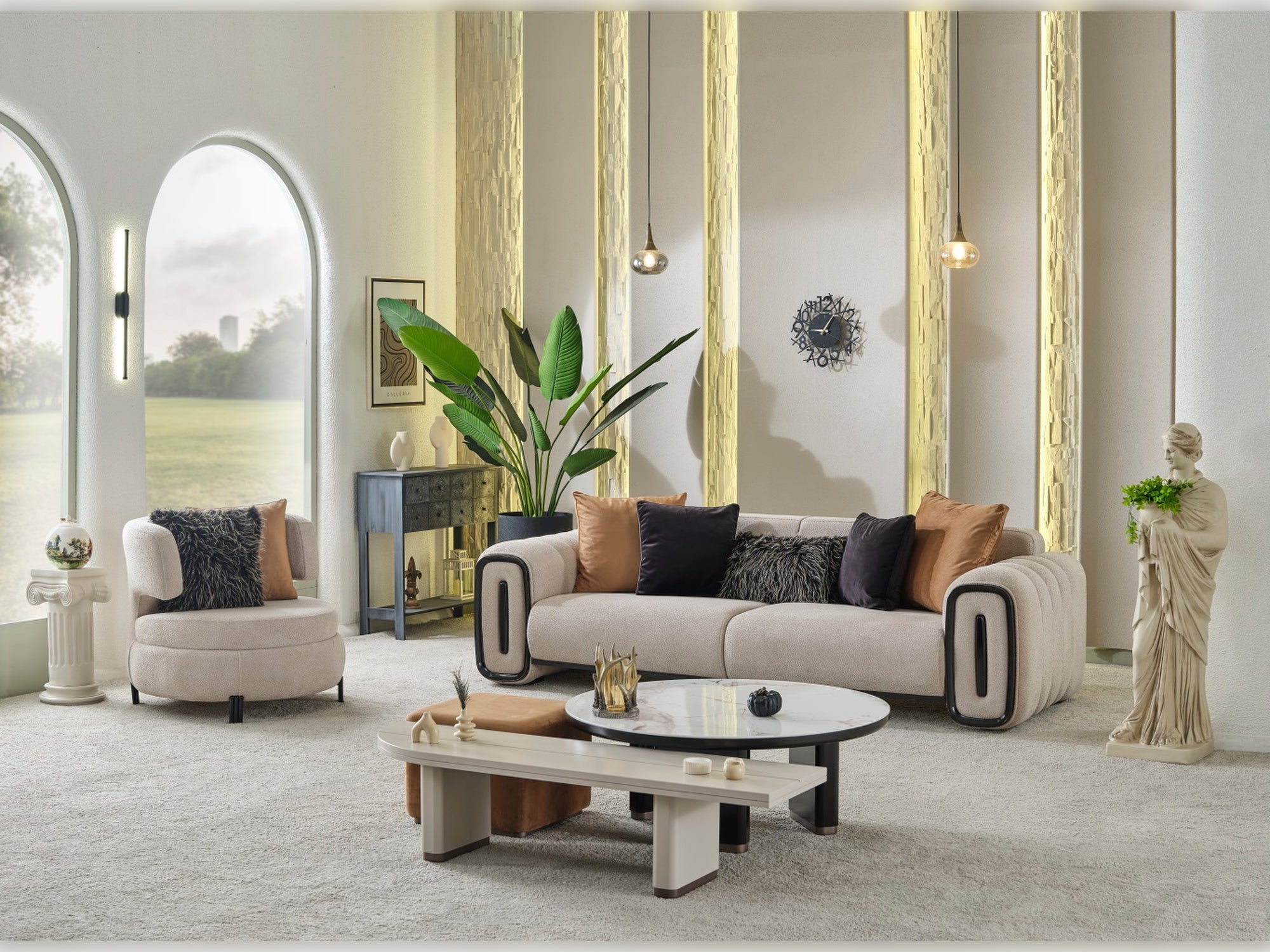 Voyance 4-pieces (2 Four Seat Sofa & 2 Chair) Livingroom Set Beige
