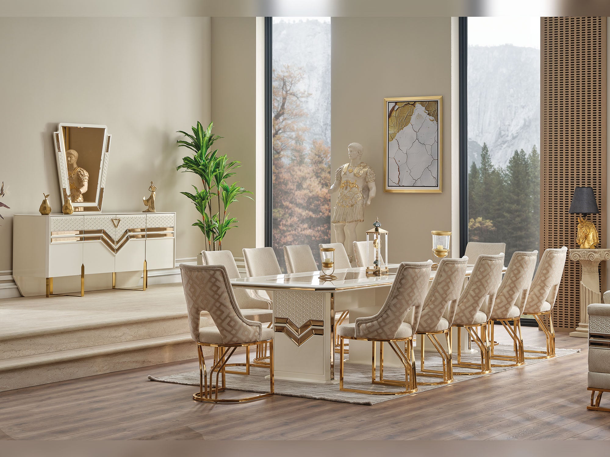 Zen Diningroom (Consol With Mirror & Dining Table & 6 Dining Chair)