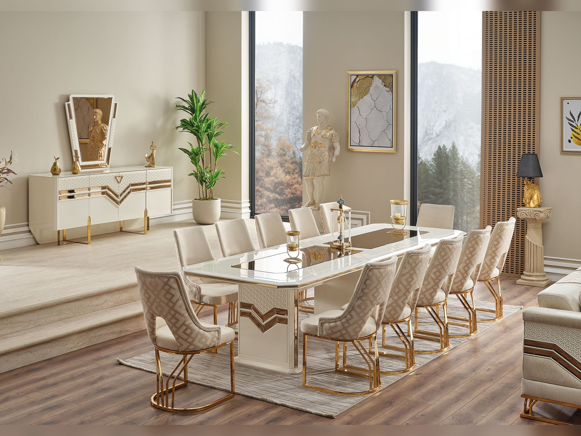 Zen Diningroom (Consol With Mirror & Dining Table & 6 Dining Chair)