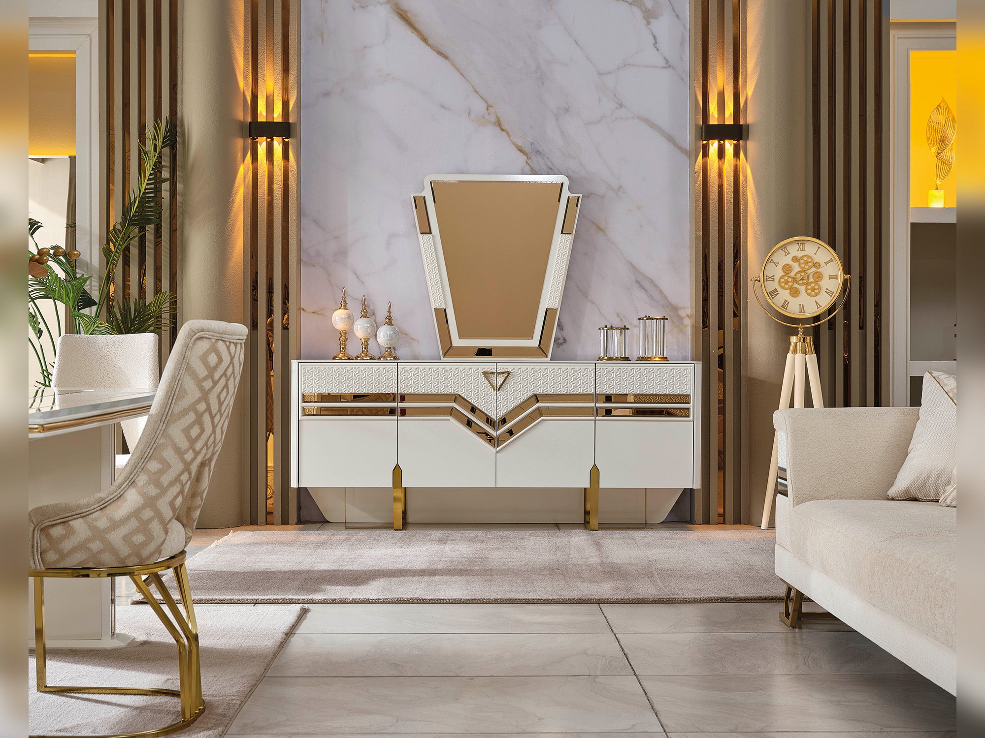 Zen Diningroom (Consol With Mirror & Dining Table & 6 Dining Chair)