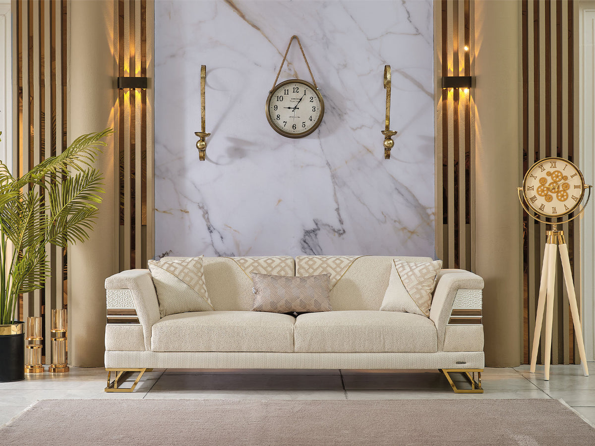 Zen 3-pieces (Sofa & Loveseat & Chair) Livingroom Set Cream