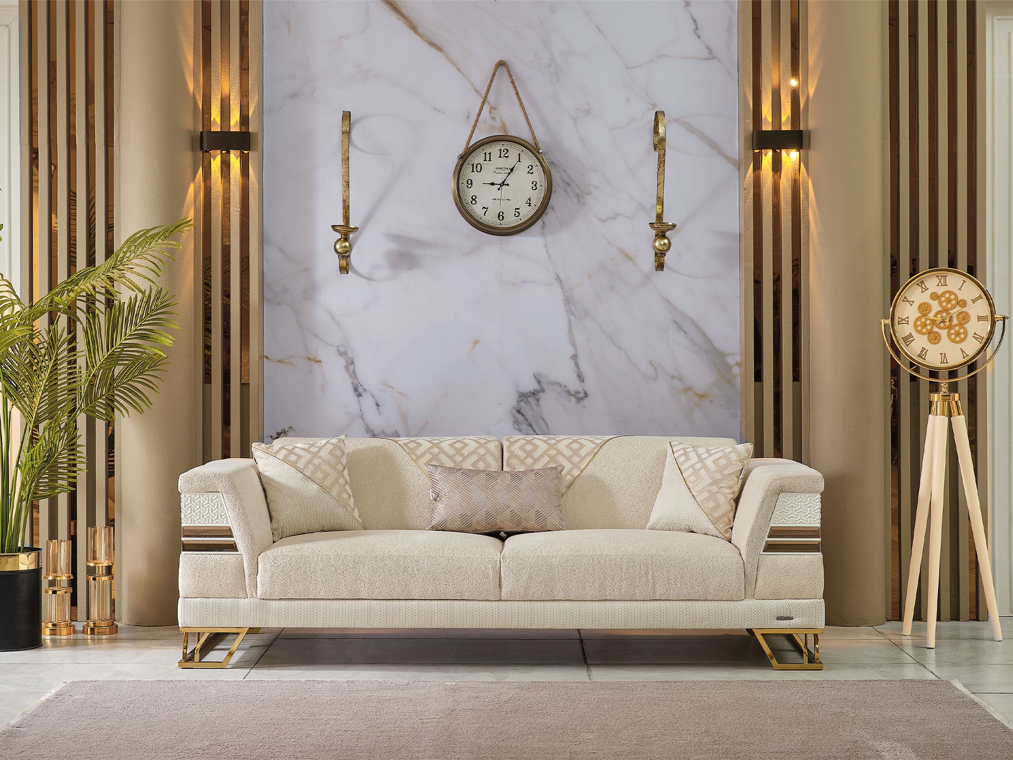 Zen 3-pieces (Sofa & Loveseat & Chair) Livingroom Set Cream