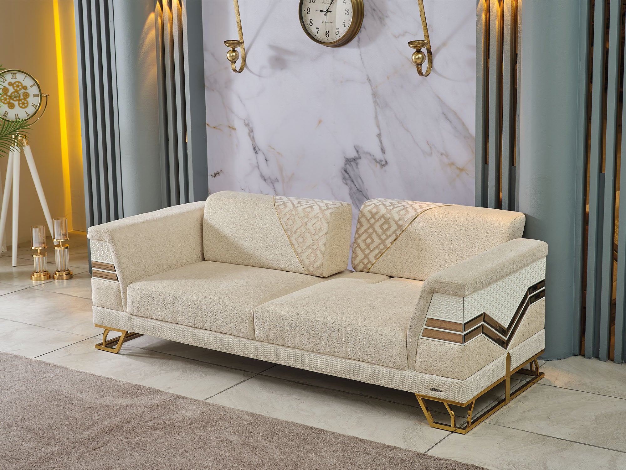 Zen 3-pieces (Sofa & Loveseat & Chair) Livingroom Set Cream