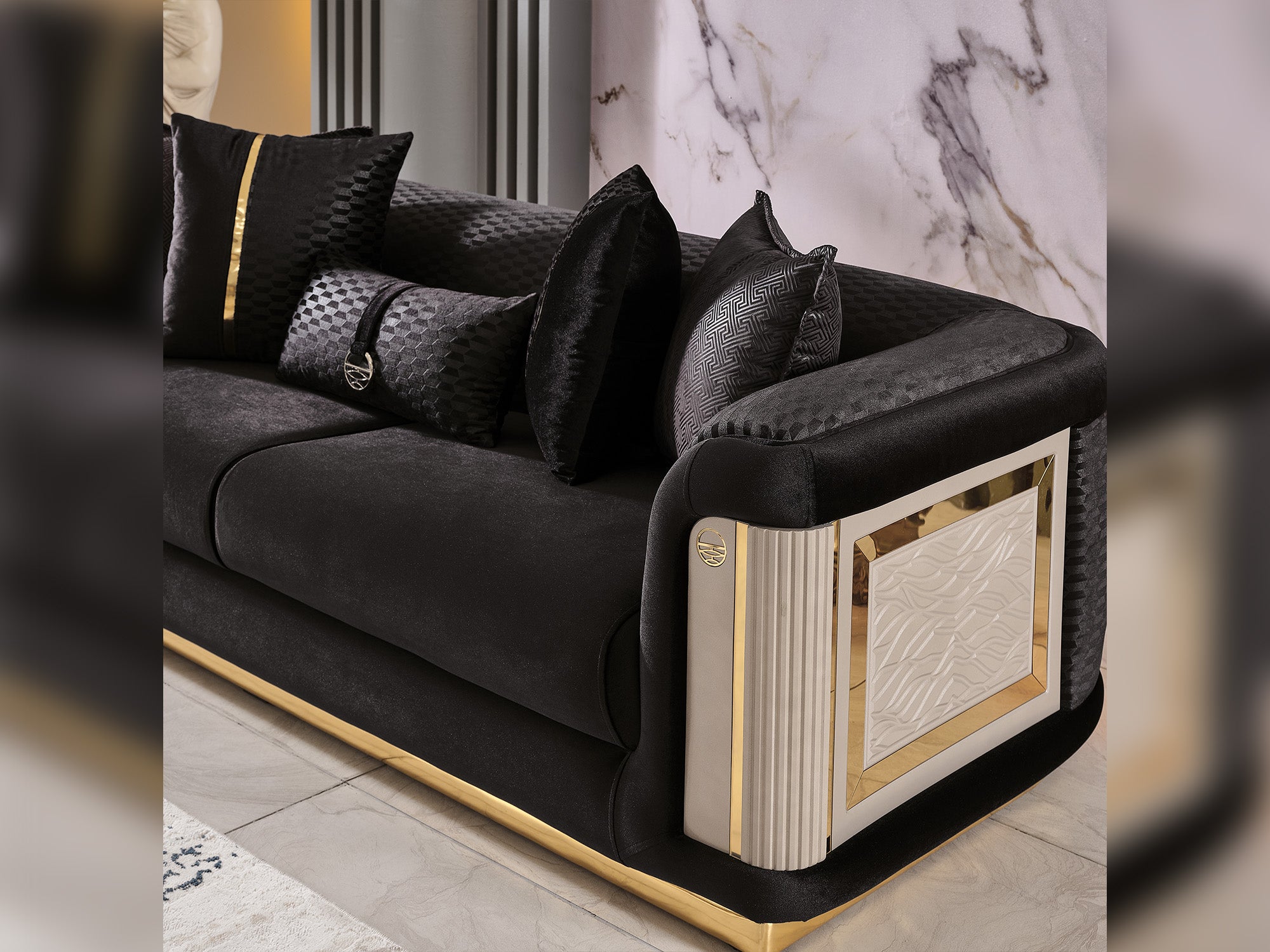 Elegance Stationary Sofa Black