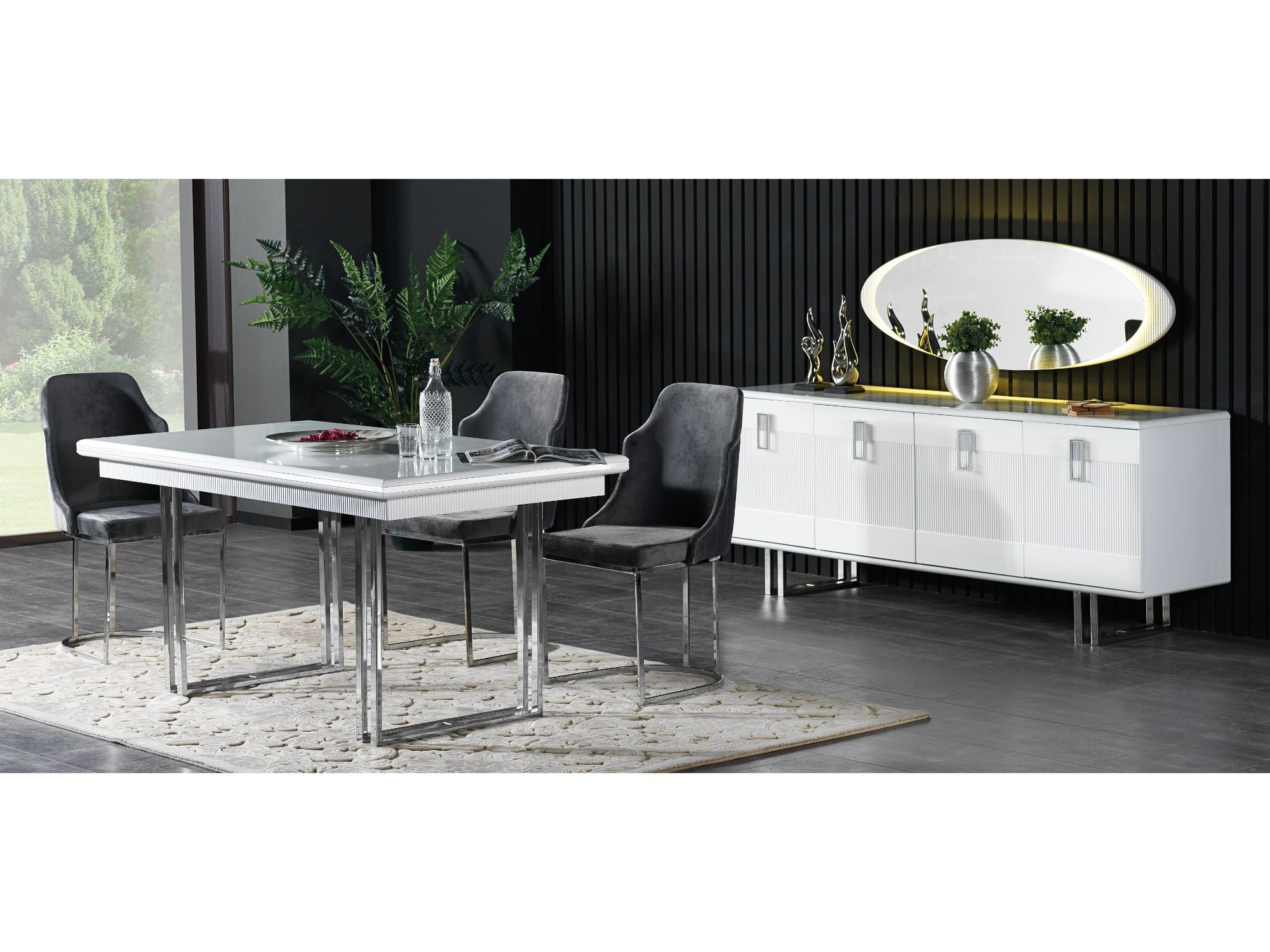 Elips Diningroom Consol With Mirror White