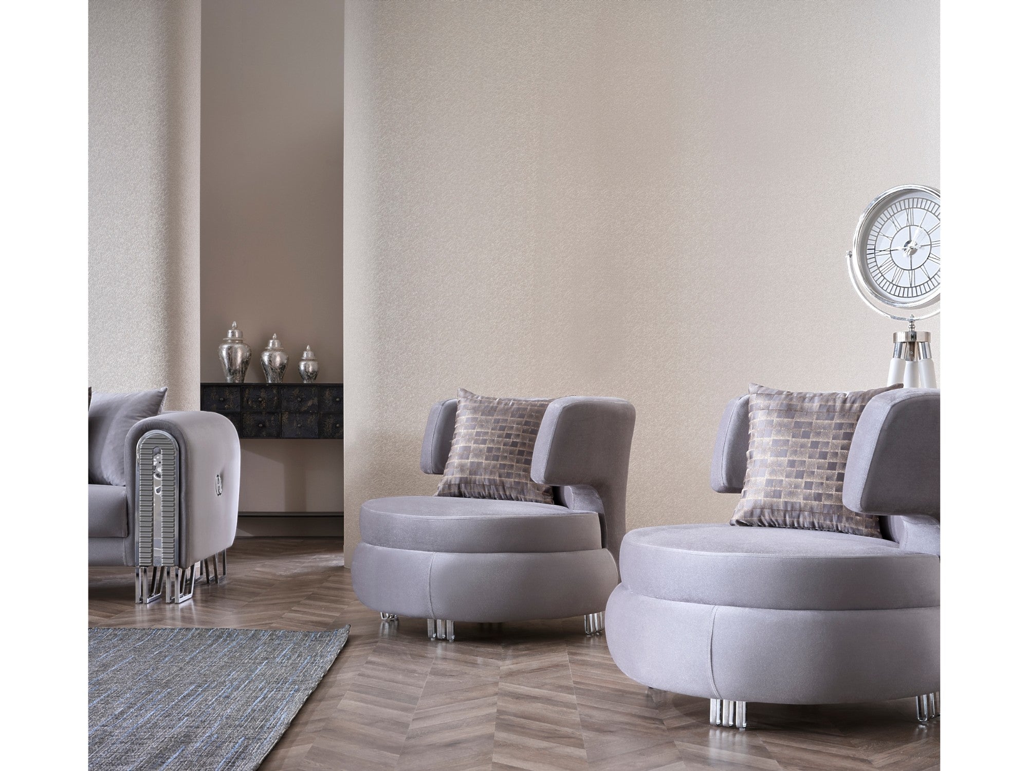 Kapadokya 3-pieces (Sofa & Loveseat & Chair) Livingroom Set Grey