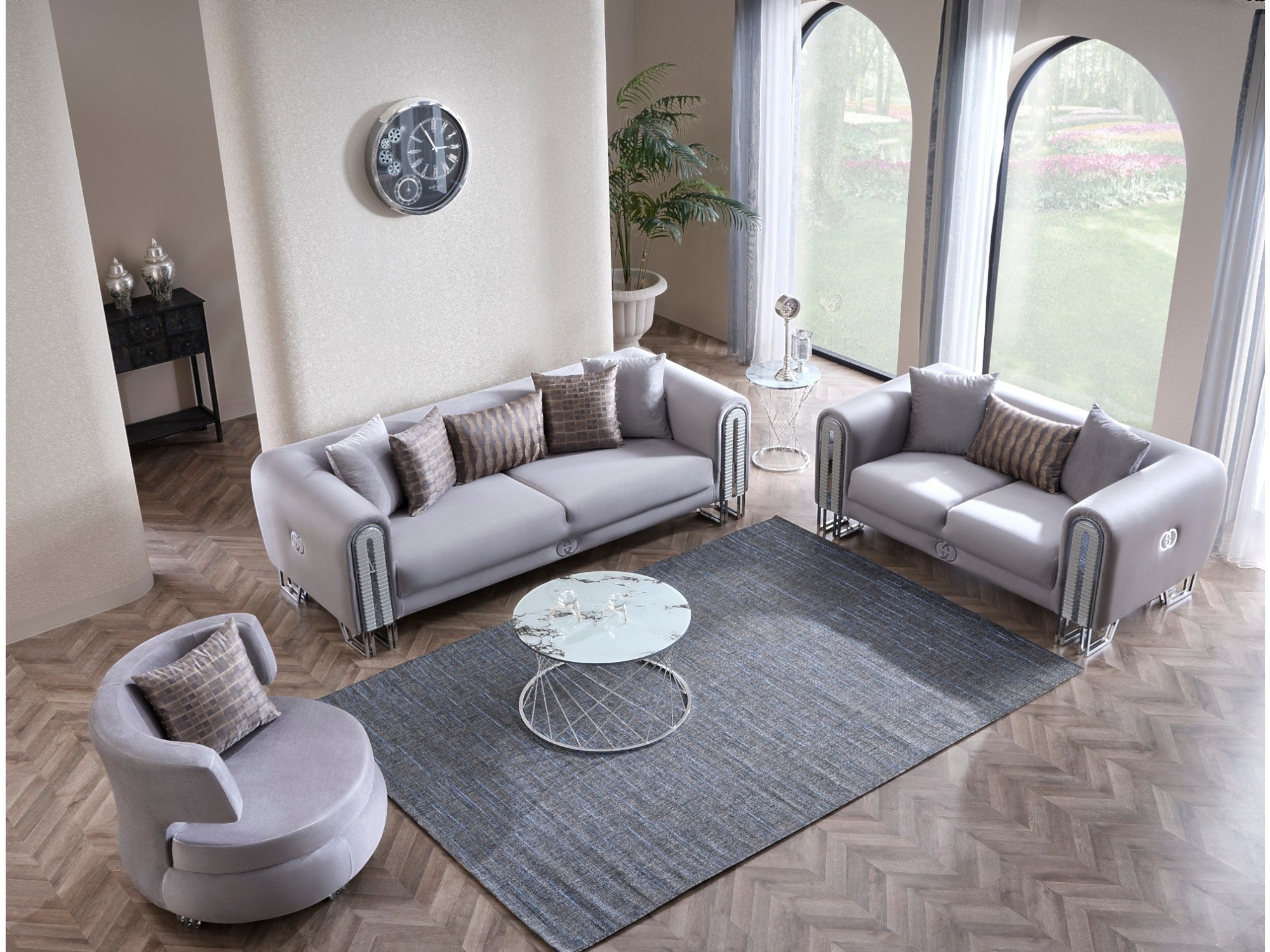 Kapadokya 3-pieces (Sofa & Loveseat & Chair) Livingroom Set Grey