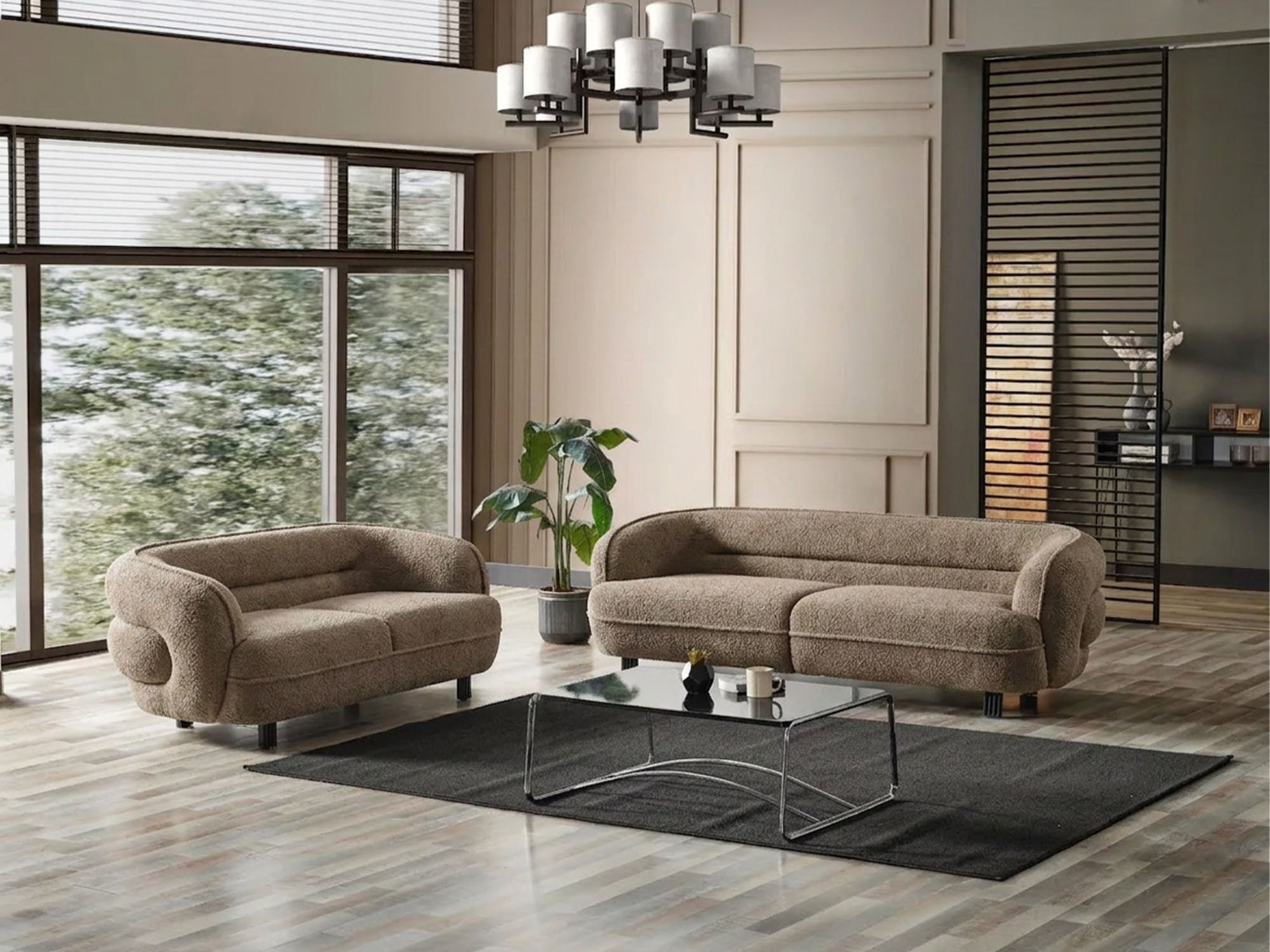 Marsilya 3-pieces (Sofa & Loveseat & Chair) Livingroom Set Beige