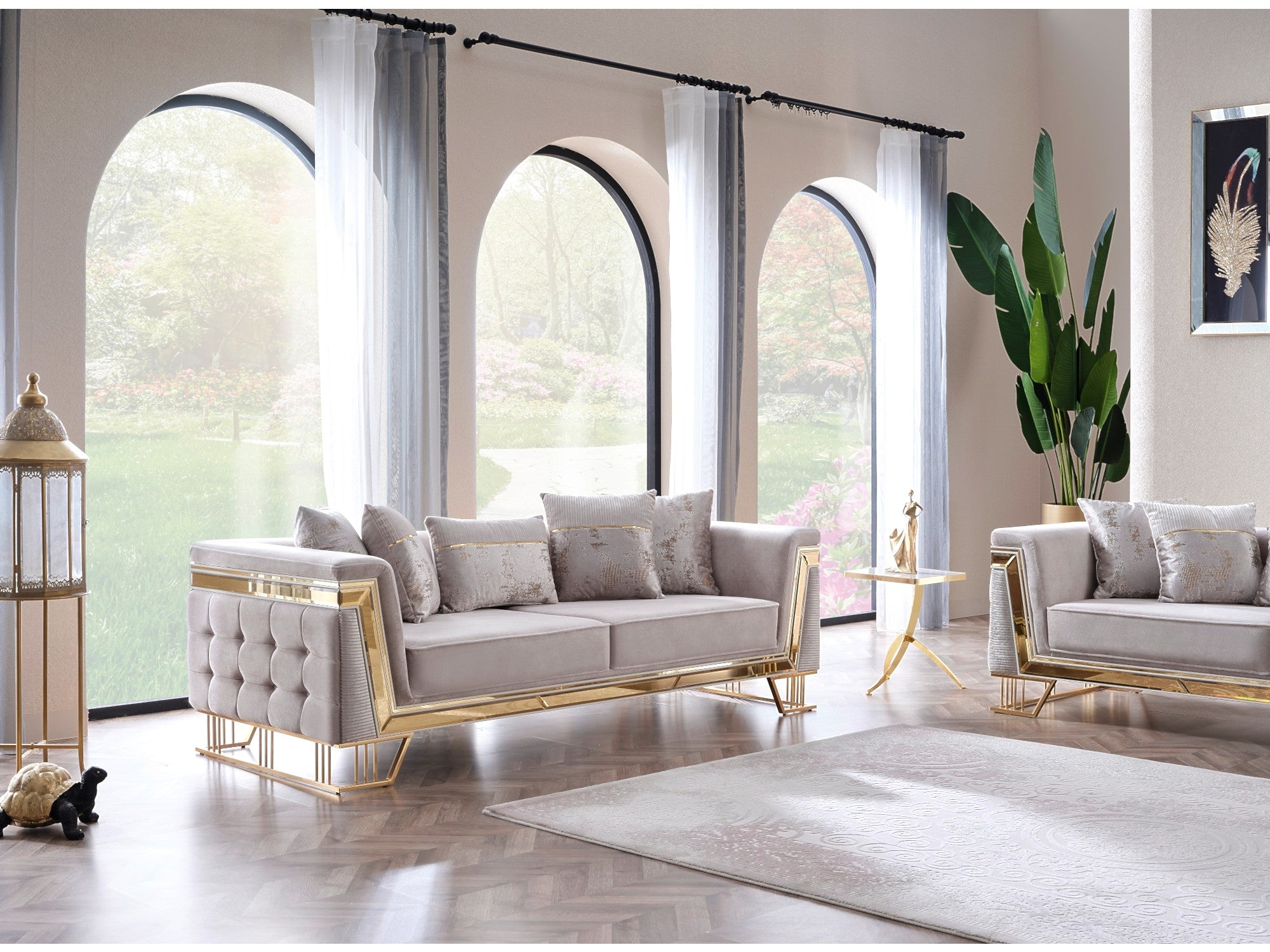 Munich 3-pieces (Sofa & Loveseat & Chair) Livingroom Set Cream