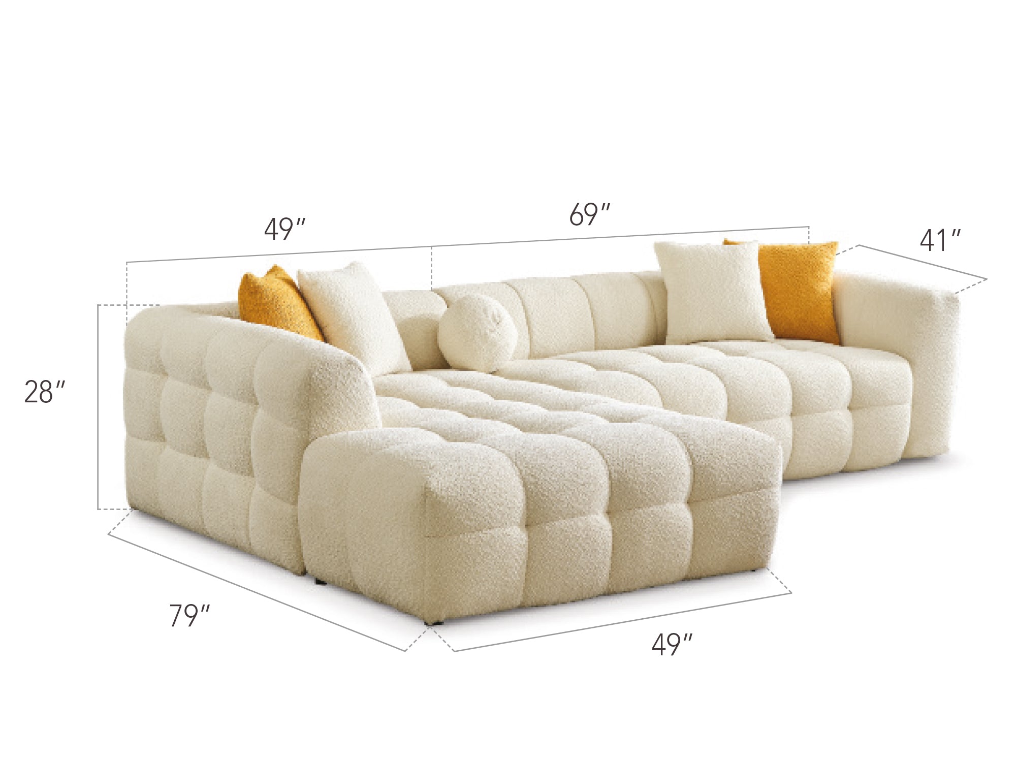 Teddy Sectional Sofa Cream