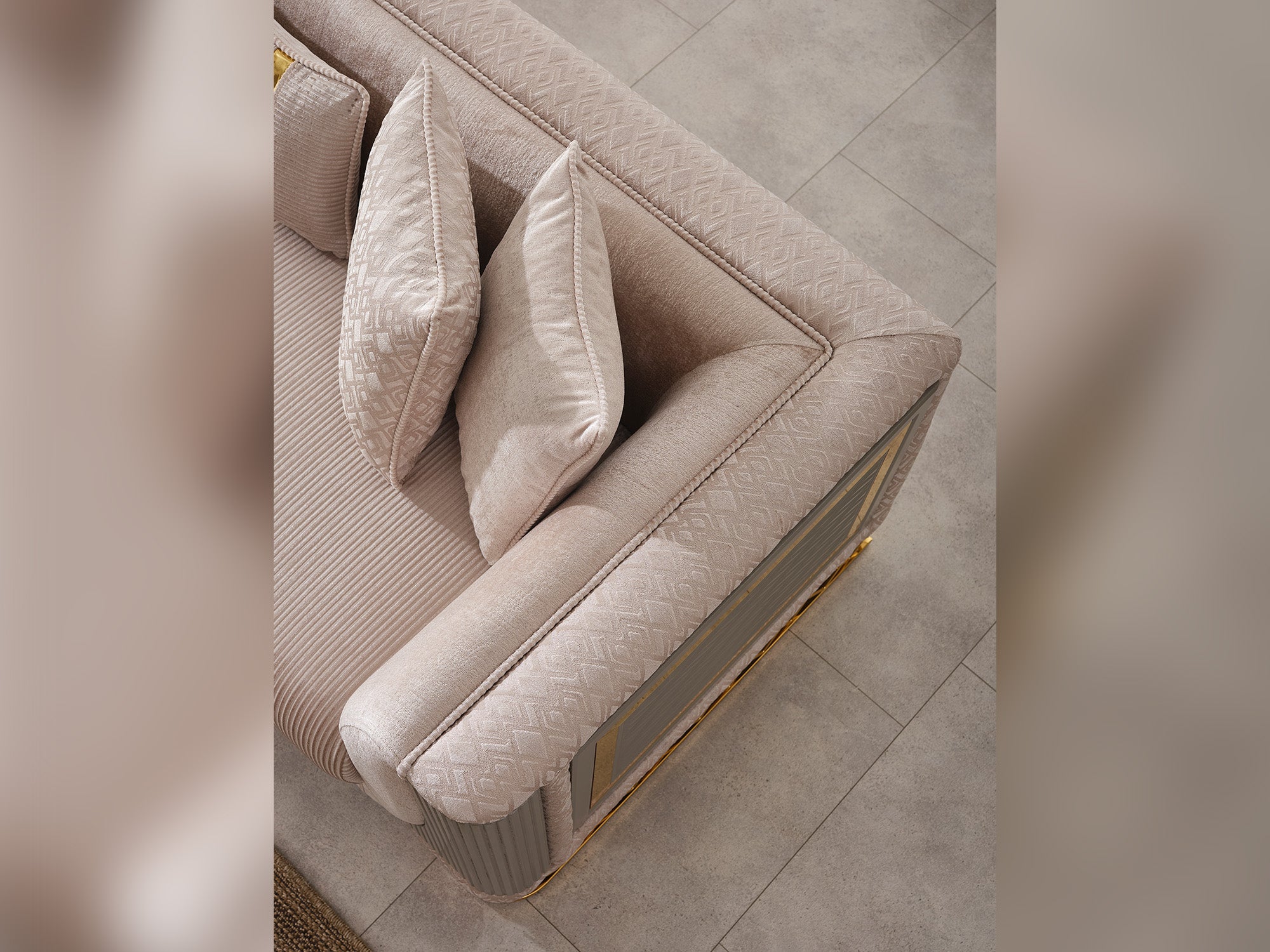 Valentino 3-pieces (Sofa & Loveseat & Chair) Livingroom Set Beige