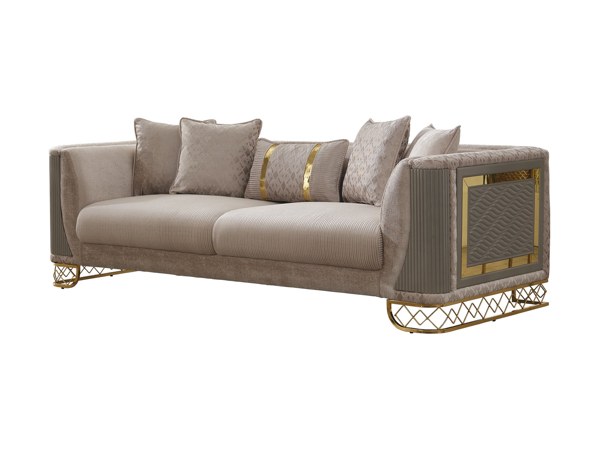 Valentino 3-pieces (Sofa & Loveseat & Chair) Livingroom Set Beige