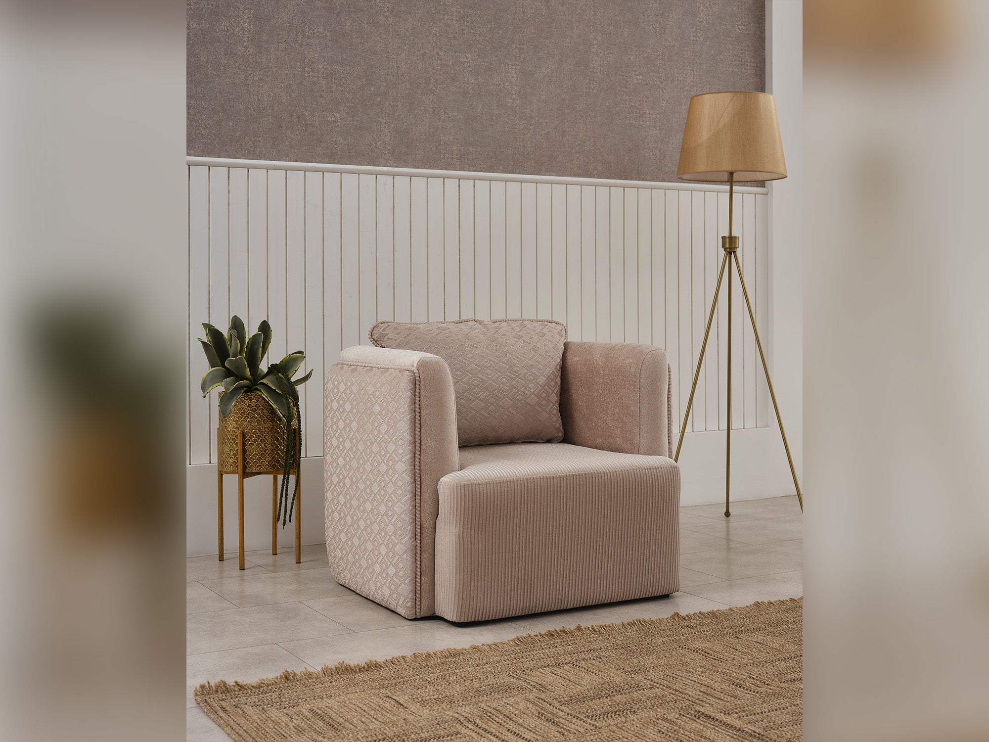 Valentino 3-pieces (Sofa & Loveseat & Chair) Livingroom Set Beige