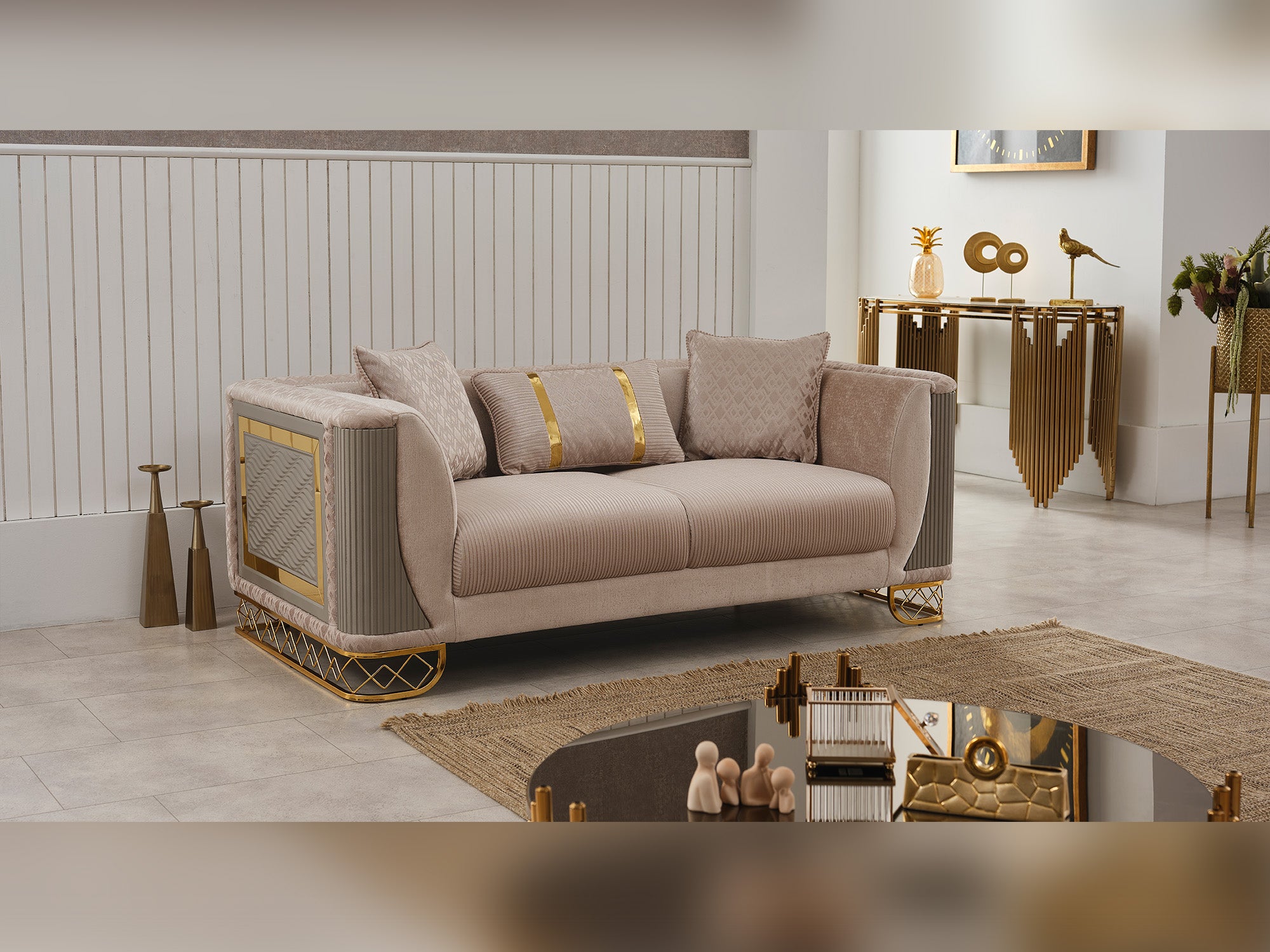 Valentino Stationary Loveseat Beige