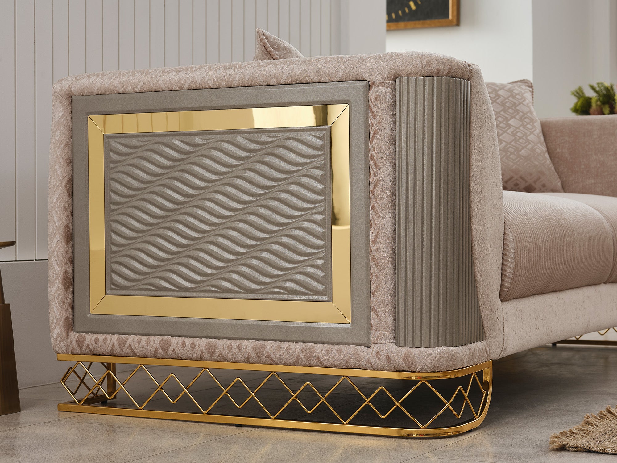Valentino 3-pieces (Sofa & Loveseat & Chair) Livingroom Set Beige